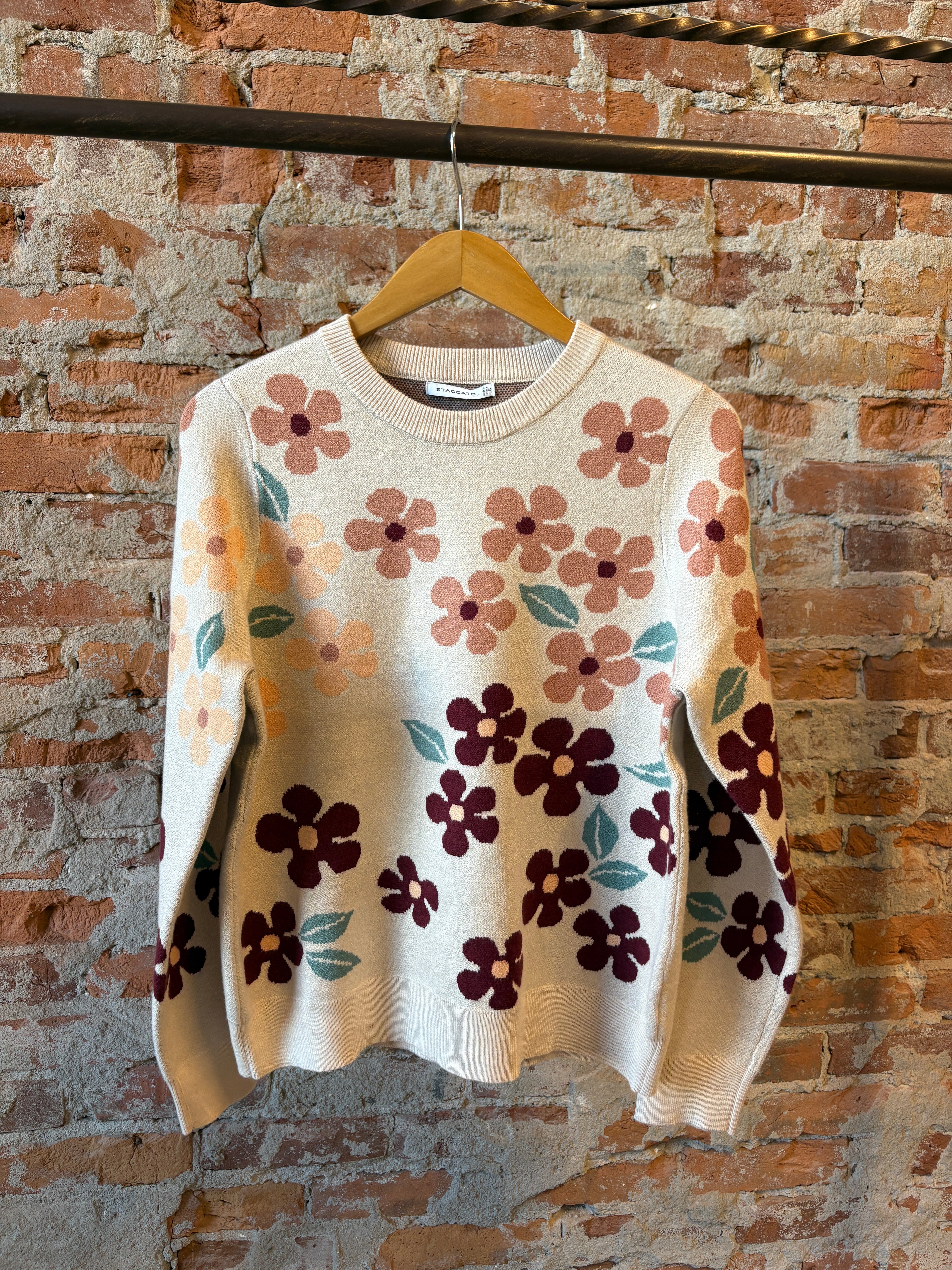 Fiona Floral Sweater-apparel-Staccato-The Funky Zebra Ames, Women's Fashion Boutique in Ames, Iowa
