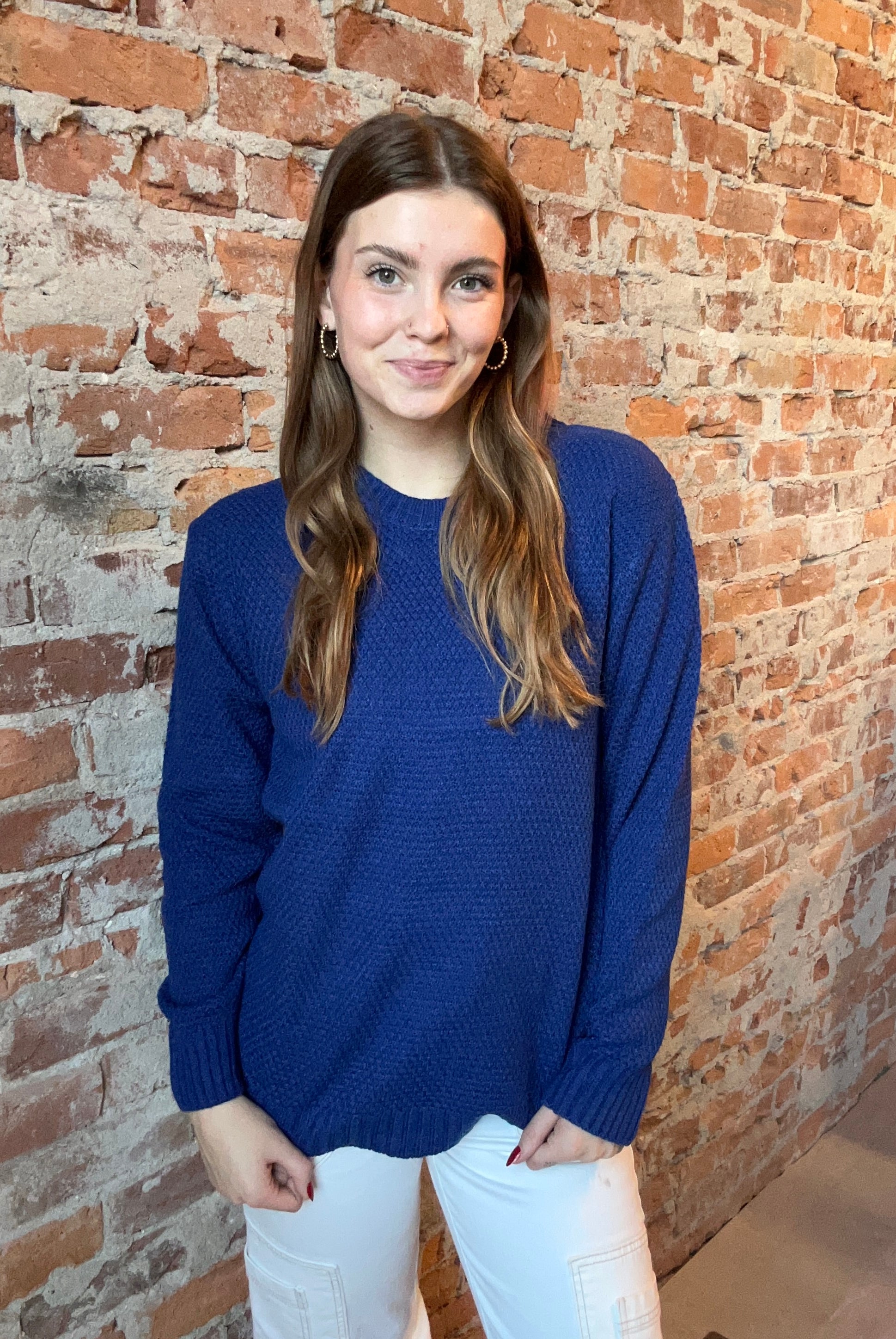 Bella Round Neck Sweaters-Sweaters-Zenana-The Funky Zebra Ames, Women's Fashion Boutique in Ames, Iowa