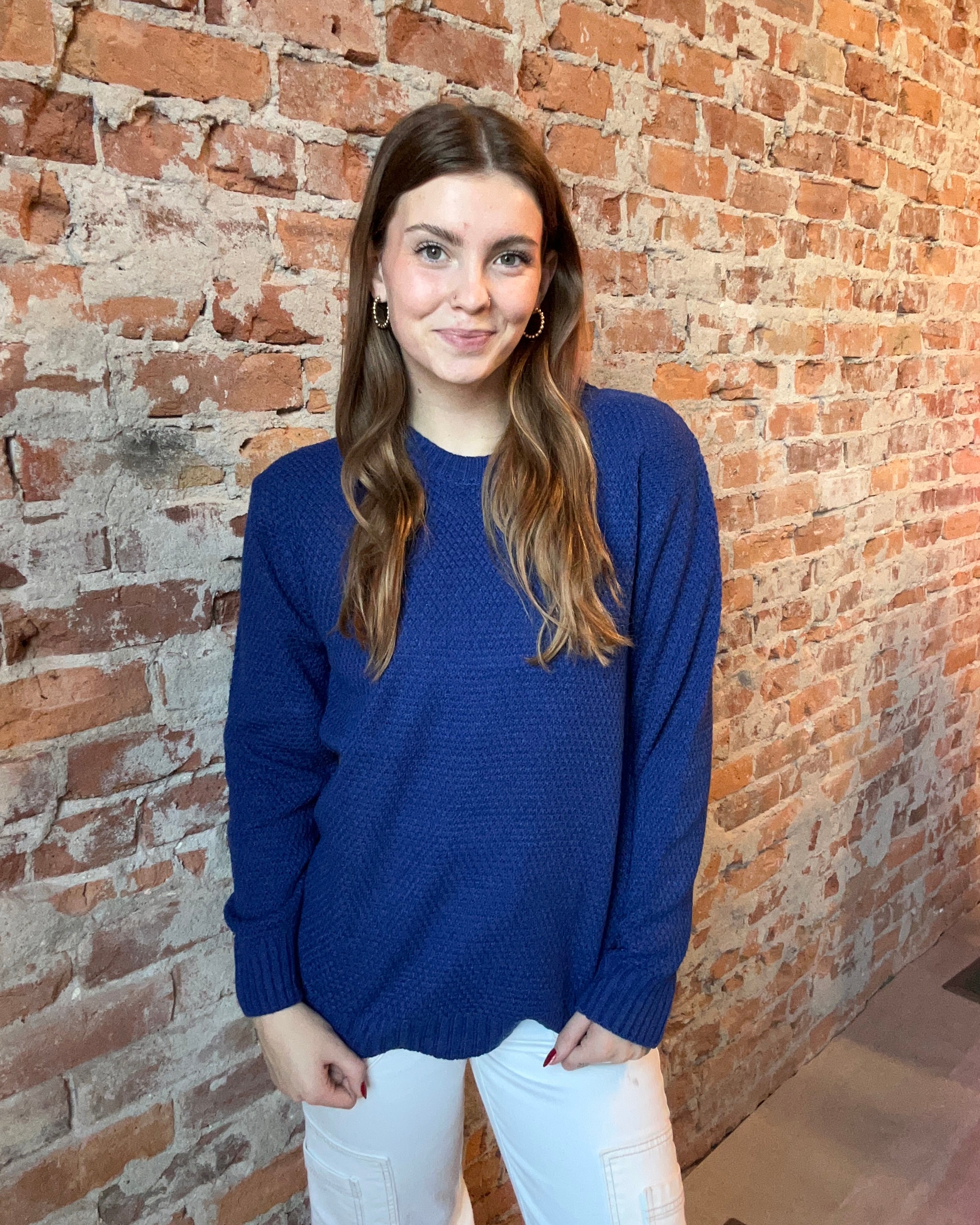 Bella Round Neck Sweaters-Sweaters-Zenana-The Funky Zebra Ames, Women's Fashion Boutique in Ames, Iowa