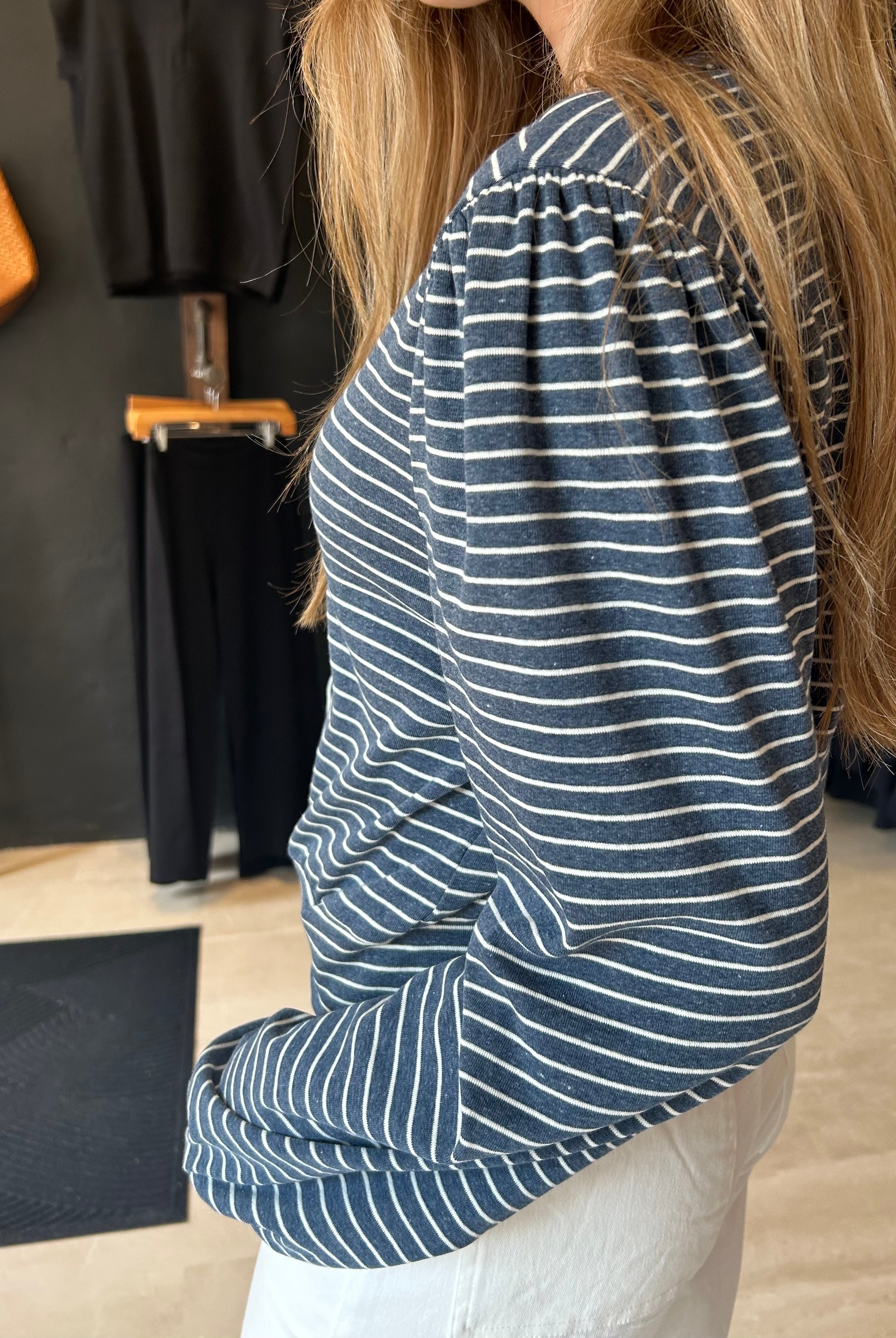 Anna Striped Button Front Blouse-The Funky Zebra Ames-The Funky Zebra Ames, Women's Fashion Boutique in Ames, Iowa