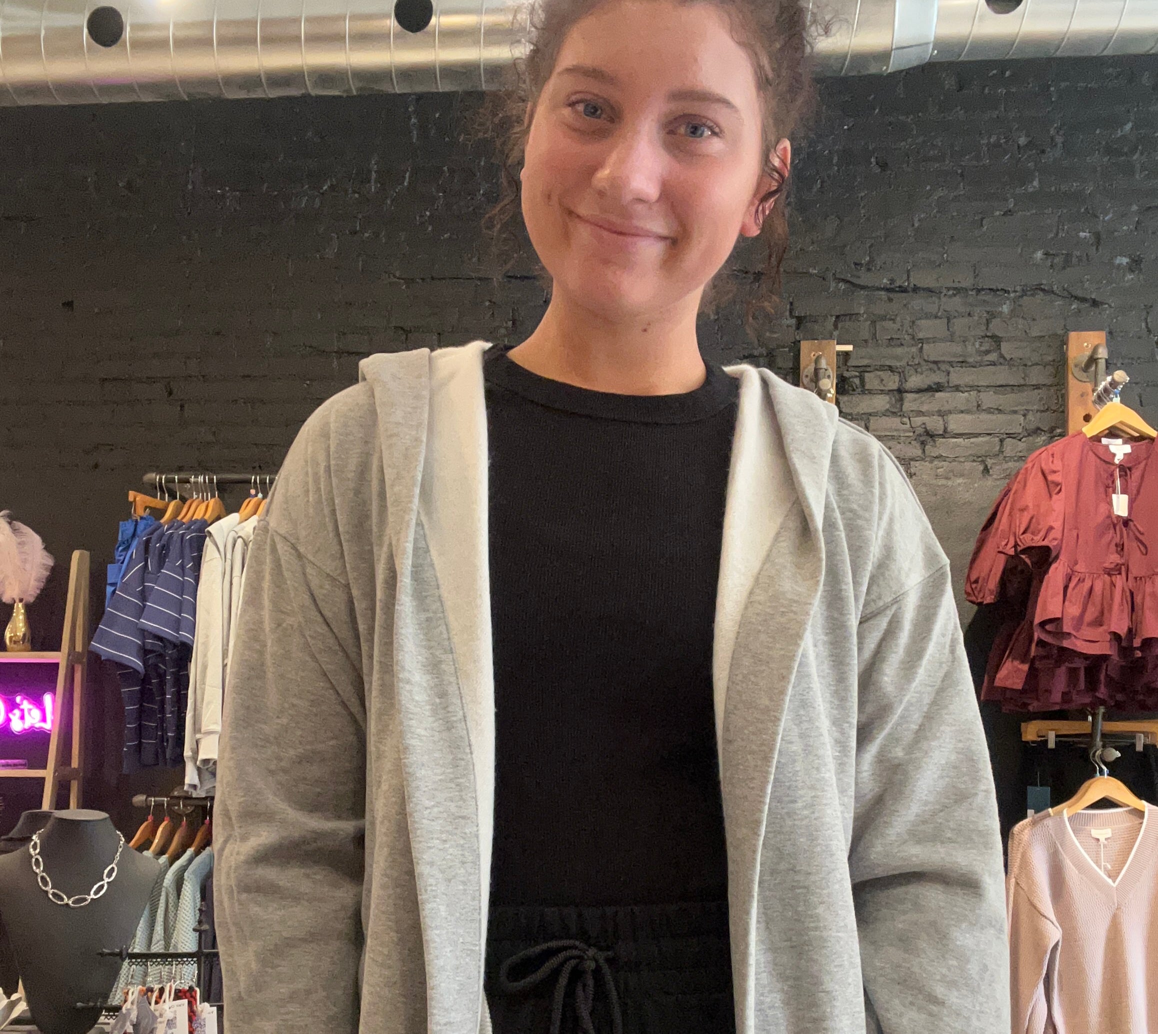 Meghan Heather Gray Cardigan-Cardigans-Doe and Rae-The Funky Zebra Ames, Women's Fashion Boutique in Ames, Iowa