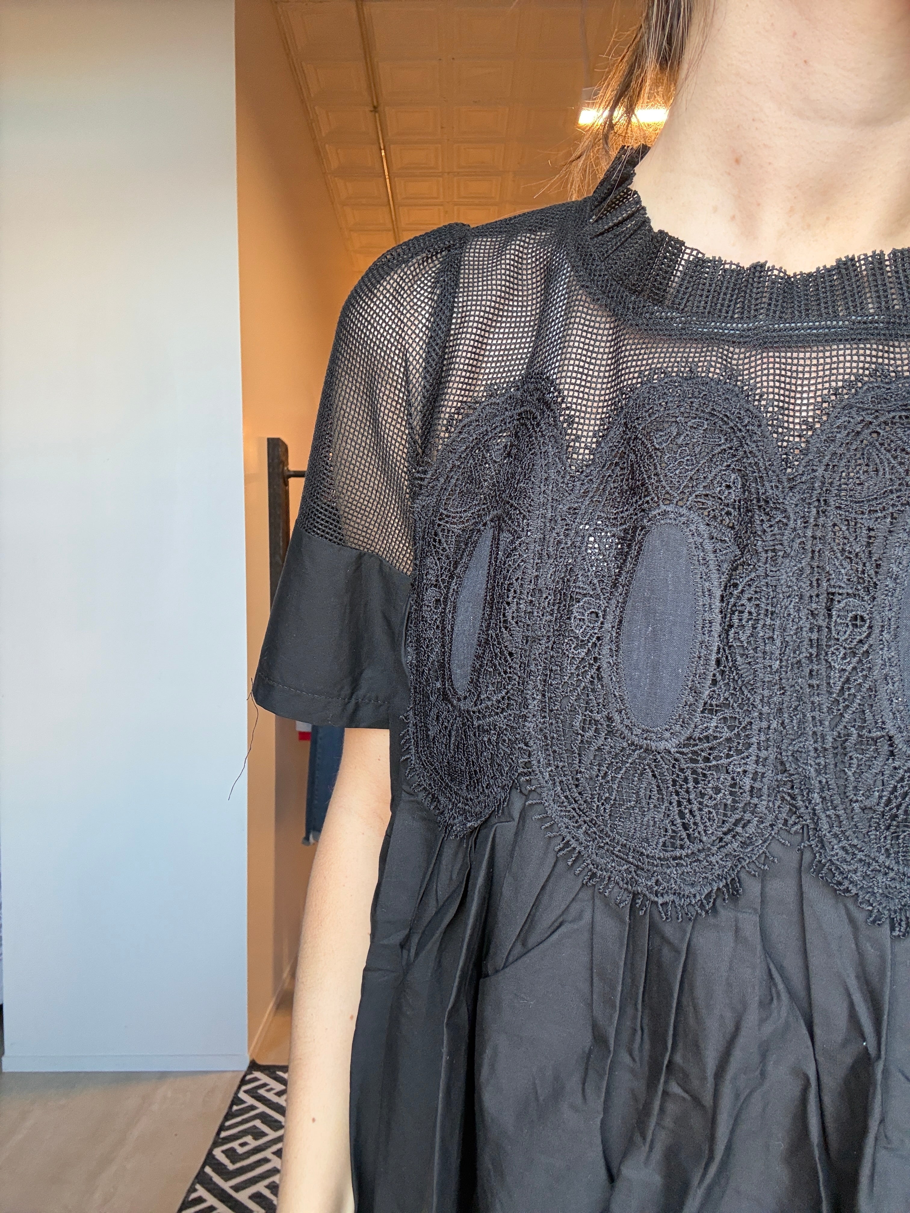 Zoey Black Mesh Puff Sleeve Top-Short Sleeves-fate-The Funky Zebra Ames, Women's Fashion Boutique in Ames, Iowa