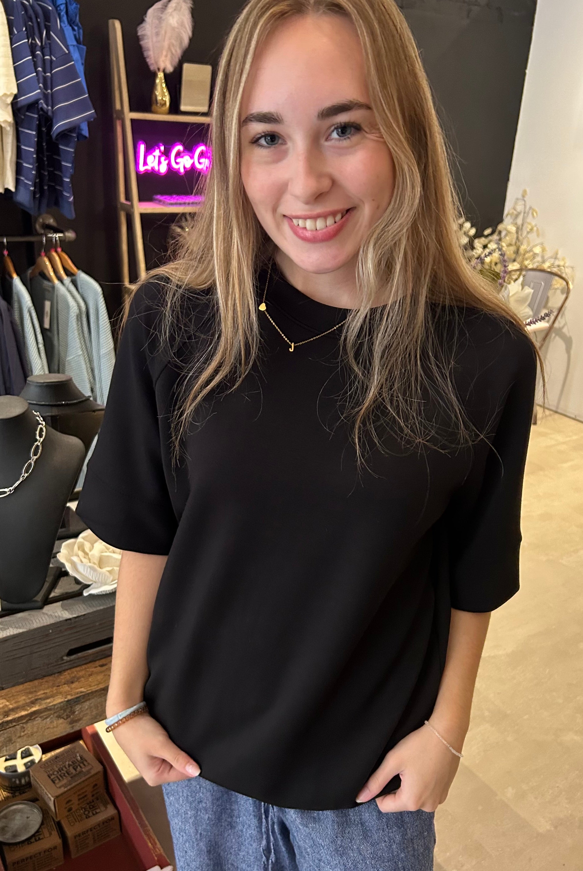 Shara Oversized Scuba Luxe Top-Short Sleeves-Rae Mode-The Funky Zebra Ames, Women's Fashion Boutique in Ames, Iowa