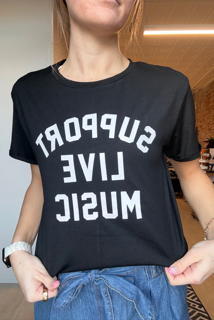 Support Live Music Tee-Graphic Tee's-Panache Apparel Co.-The Funky Zebra Ames, Women's Fashion Boutique in Ames, Iowa