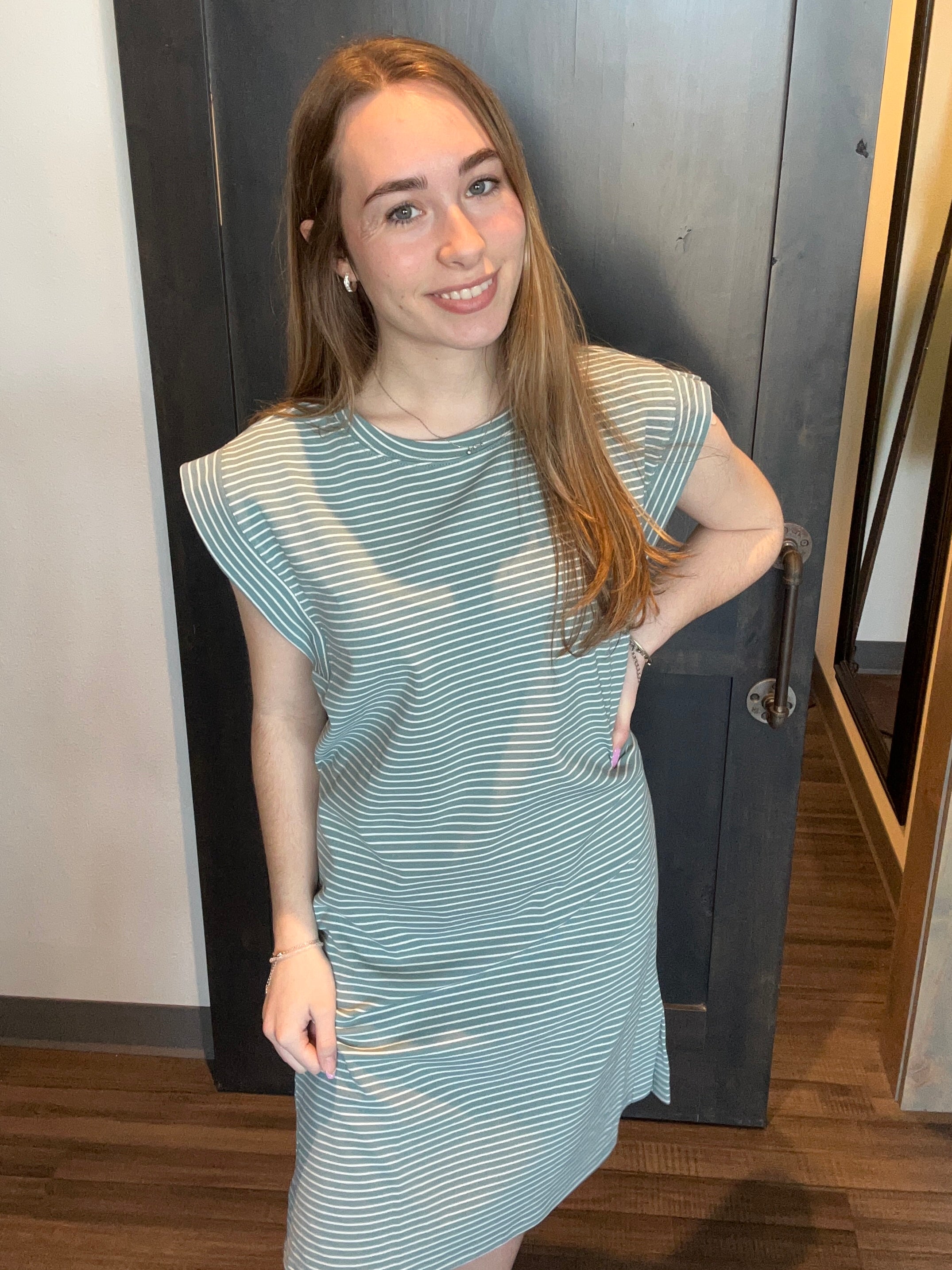 Marla Striped Knit Dress-Dresses-Staccato-The Funky Zebra Ames, Women's Fashion Boutique in Ames, Iowa