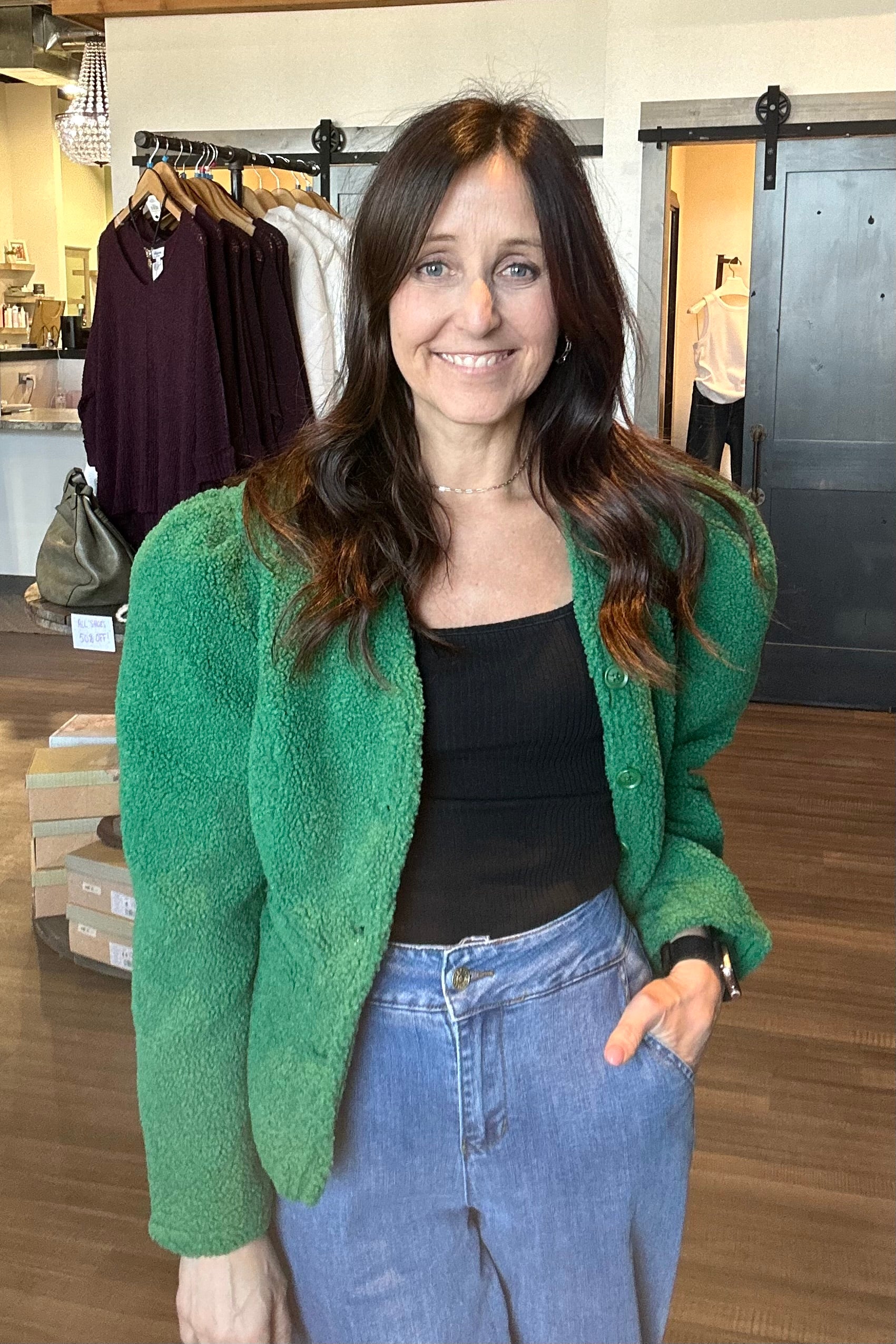 Gretchen Puff Sleeve Jacket-The Funky Zebra Ames-The Funky Zebra Ames, Women's Fashion Boutique in Ames, Iowa