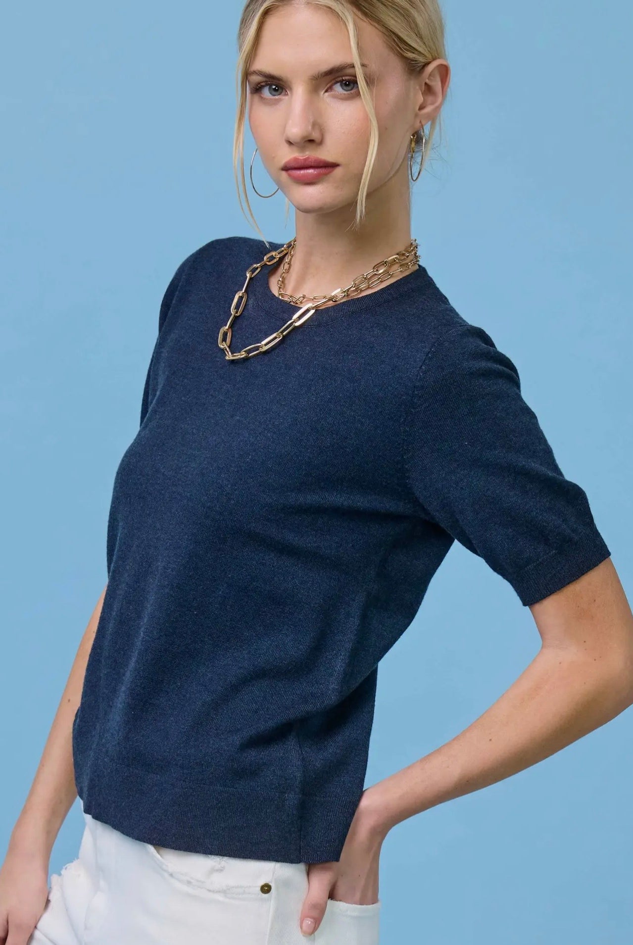 Anna Knitted Puff Sleeve Top-Short Sleeves-La Miel-The Funky Zebra Ames, Women's Fashion Boutique in Ames, Iowa