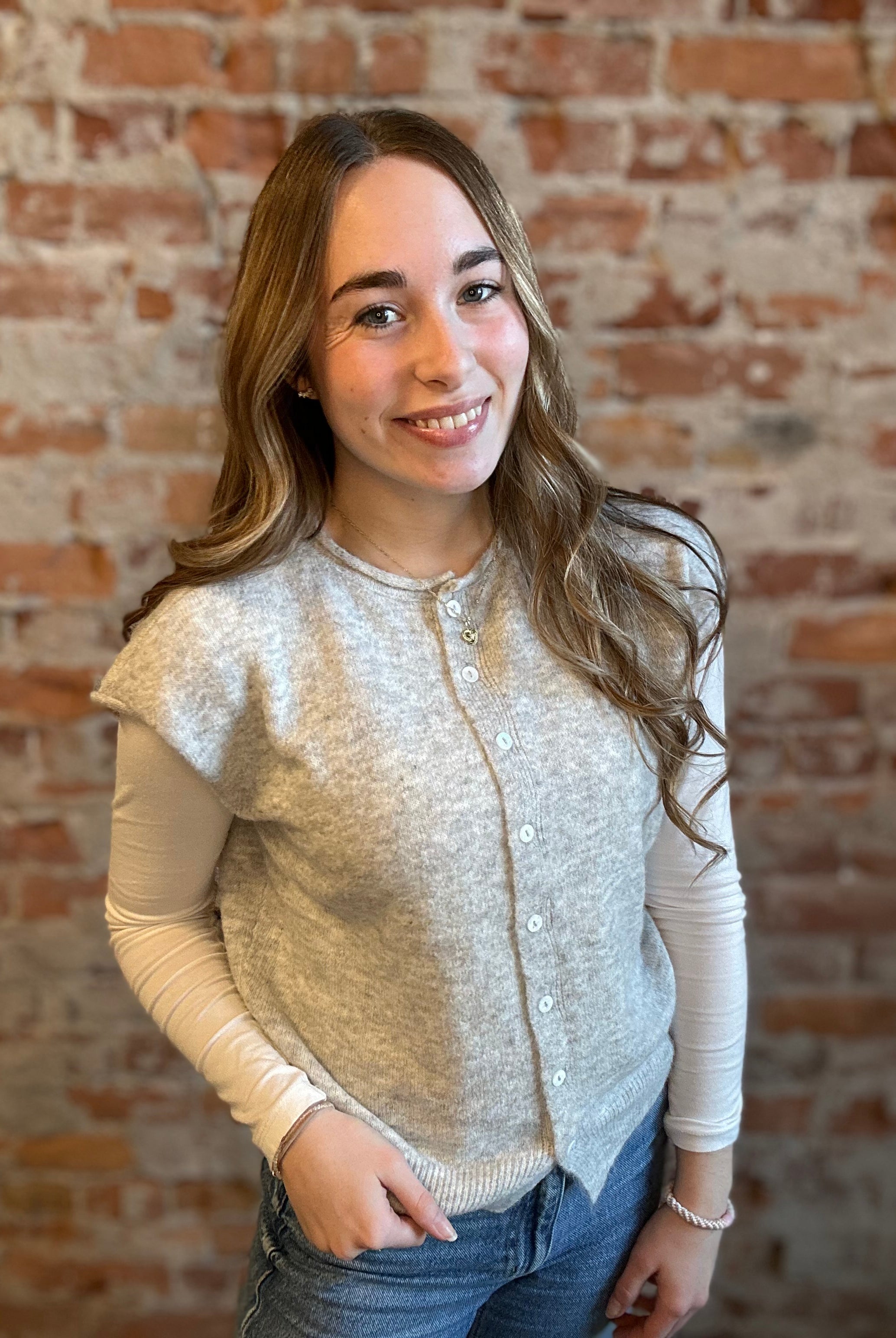 Hadley Heather Gray Button Up Sweater-Cardigans-Blu Pepper-The Funky Zebra Ames, Women's Fashion Boutique in Ames, Iowa