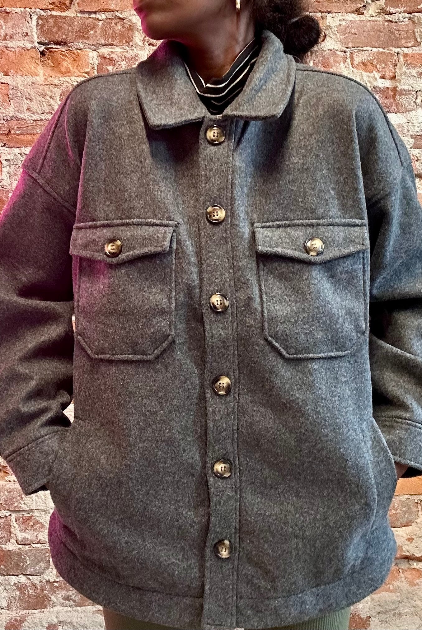 Melody Charcoal Shacket-Shackets-Be Cool-The Funky Zebra Ames, Women's Fashion Boutique in Ames, Iowa