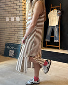 Jenna Stripe Side Slit Maxi-Dresses-Blu Pepper-The Funky Zebra Ames, Women's Fashion Boutique in Ames, Iowa