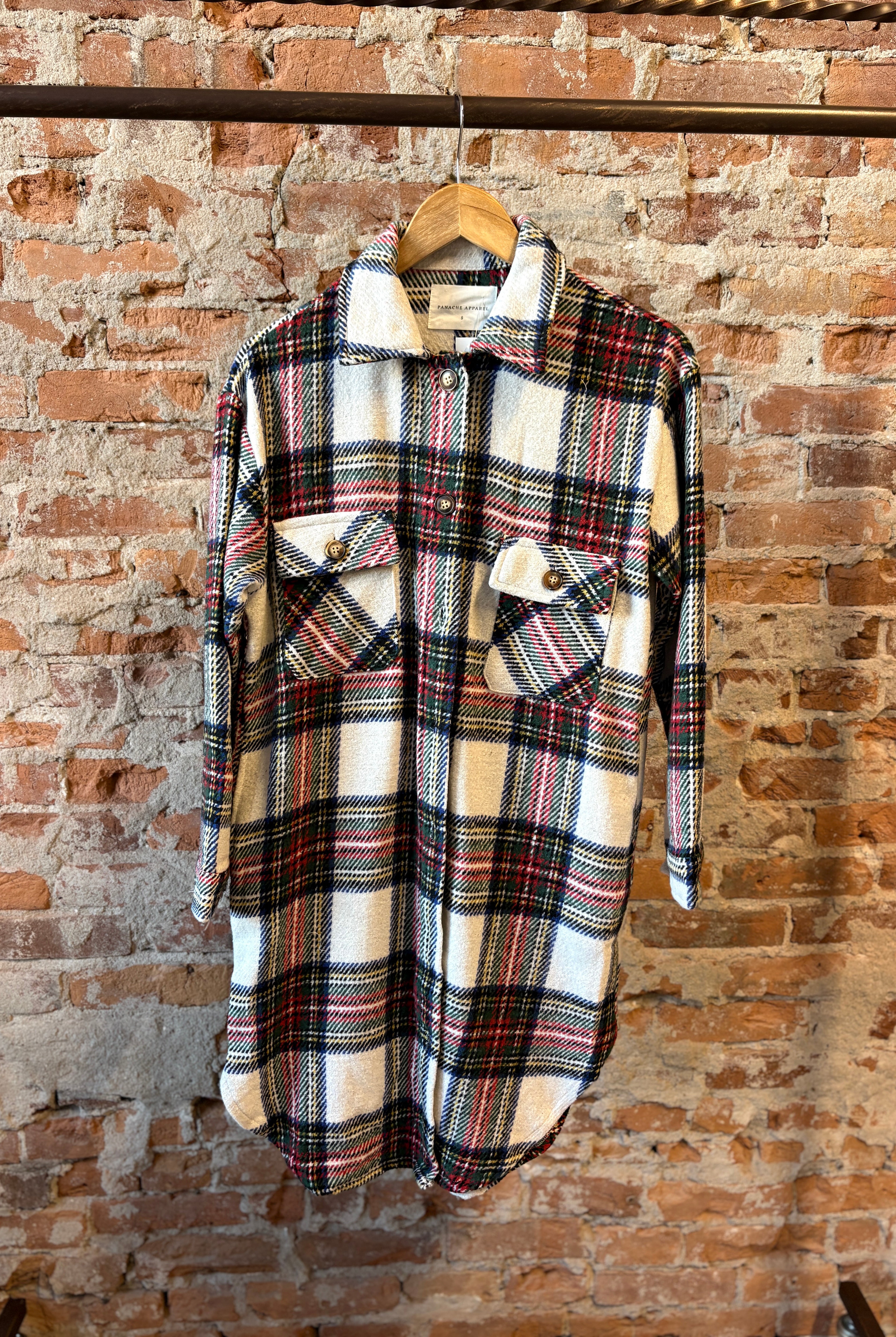 Jaci Long Plaid Shacket-Jackets-Panache Apparel Co.-The Funky Zebra Ames, Women's Fashion Boutique in Ames, Iowa