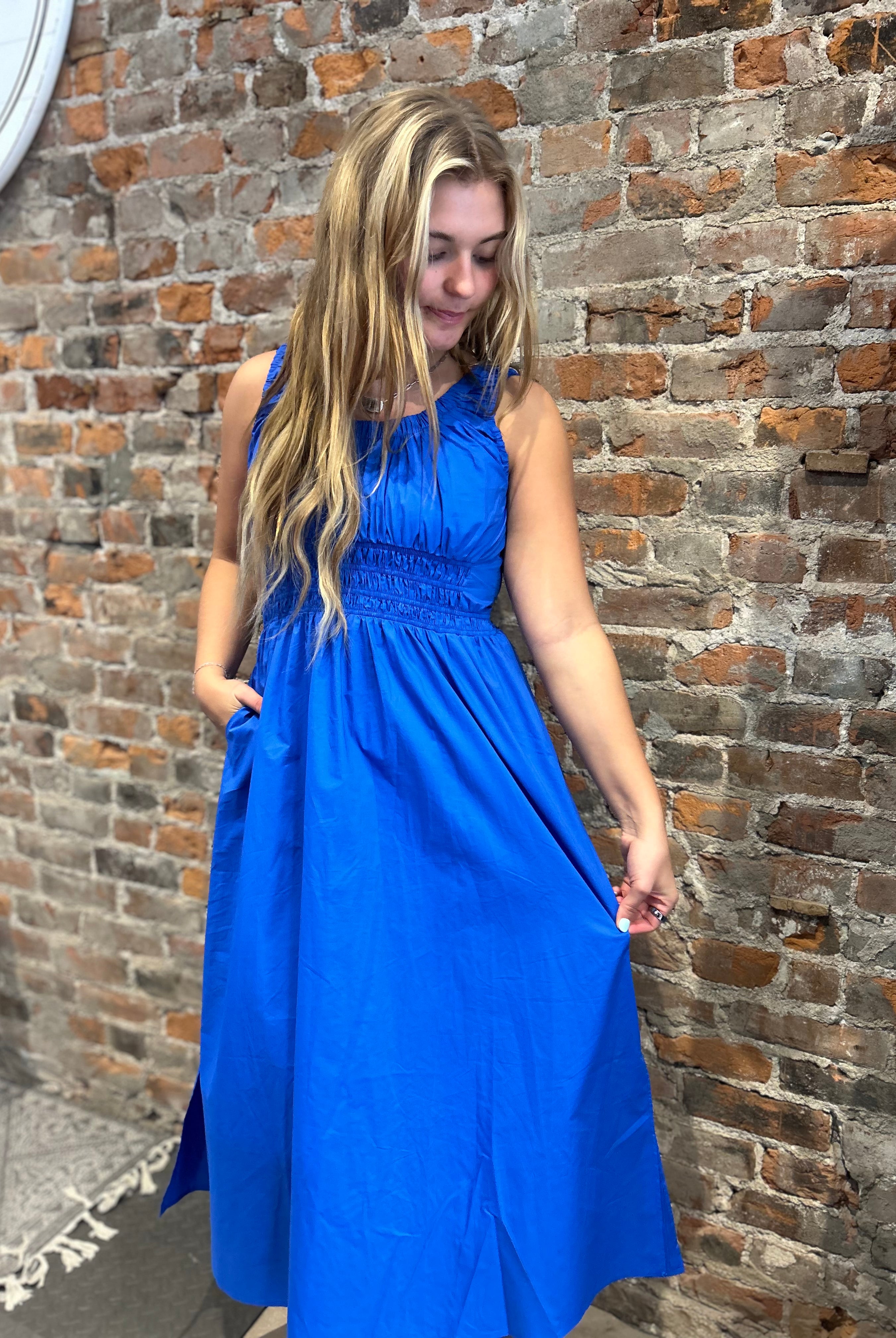 Delilah Poplin Midi Dress-apparel-Pinch-The Funky Zebra Ames, Women's Fashion Boutique in Ames, Iowa