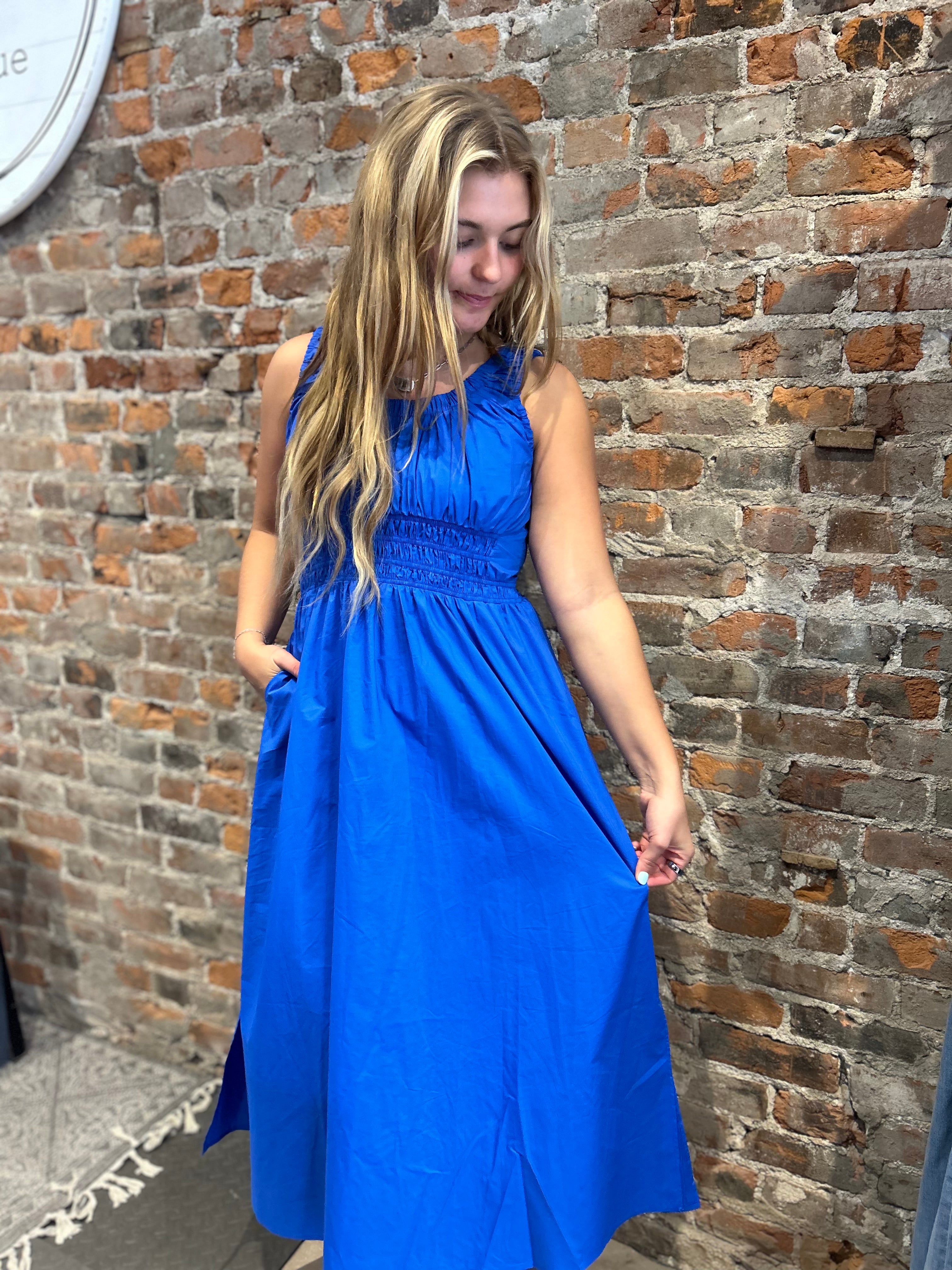 Delilah Poplin Midi Dress-apparel-Pinch-The Funky Zebra Ames, Women's Fashion Boutique in Ames, Iowa