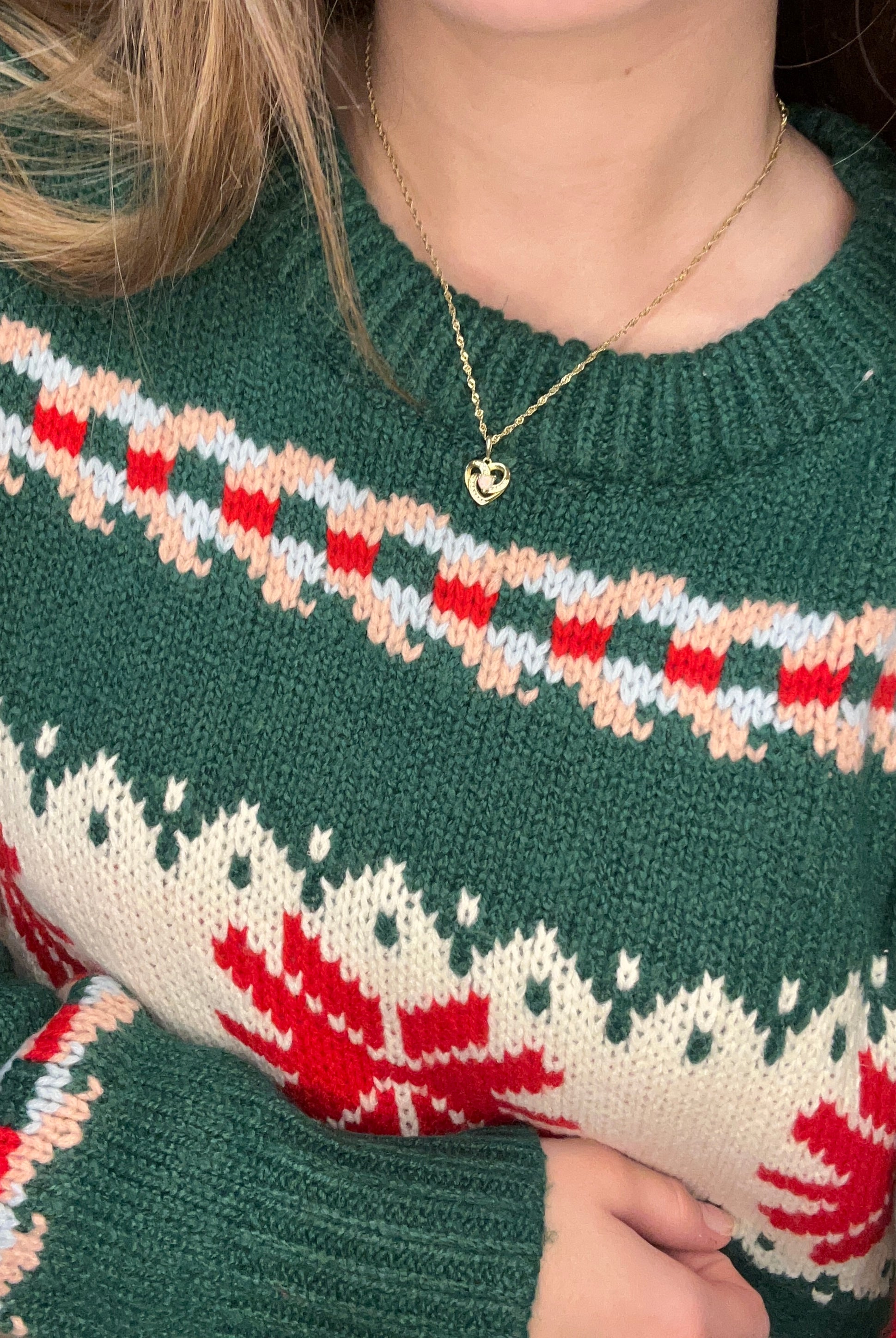 Mishel Green Holiday Sweater-Sweaters-Staccato-The Funky Zebra Ames, Women's Fashion Boutique in Ames, Iowa