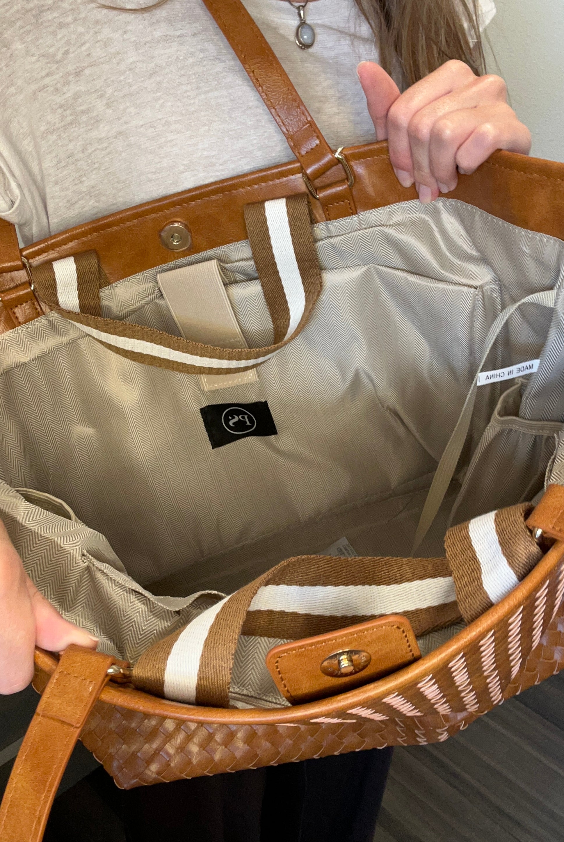 Woven Tiffany Organizer Tote Bag-The Funky Zebra Ames-The Funky Zebra Ames, Women's Fashion Boutique in Ames, Iowa