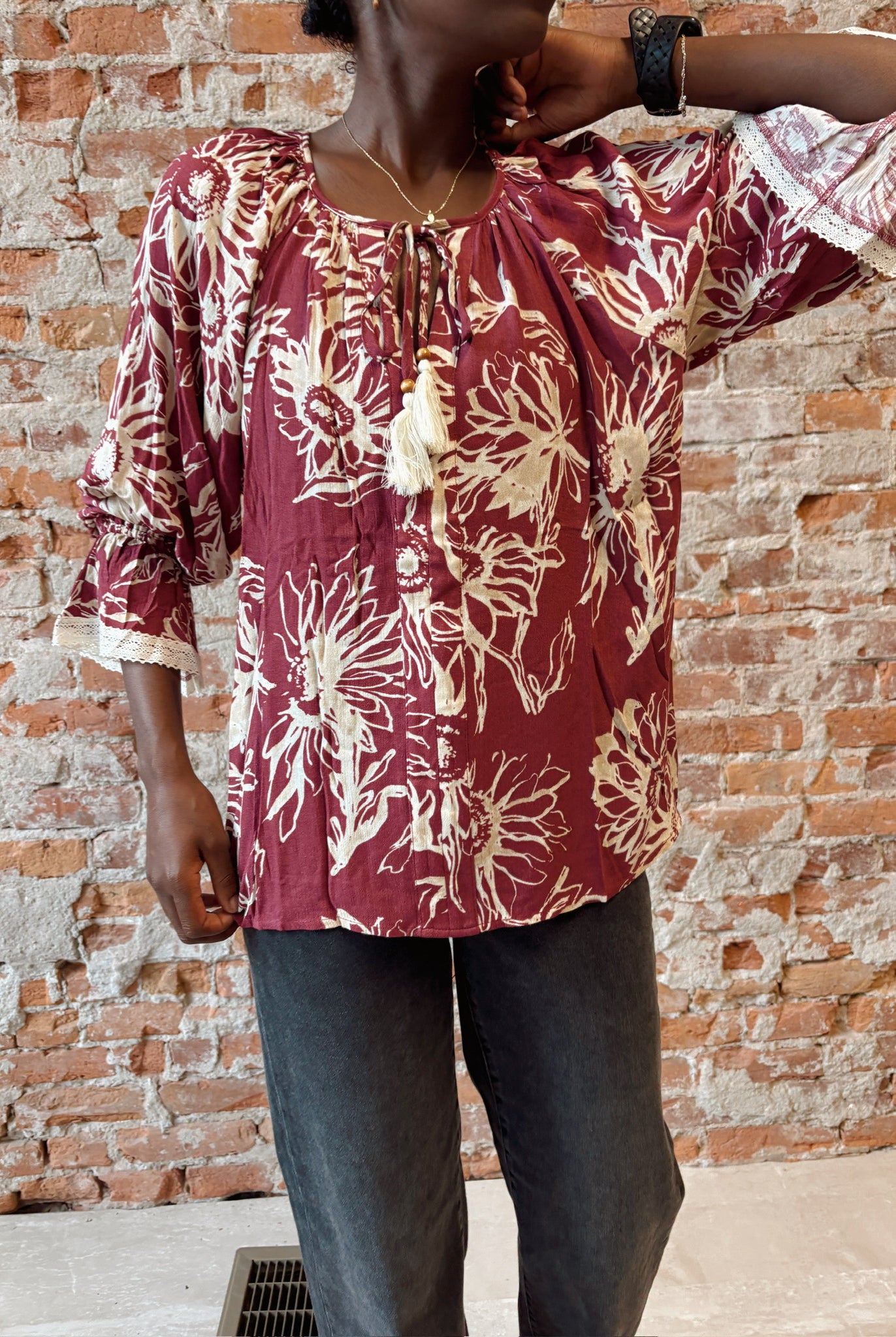 Joyce Floral Blouse-apparel-Oddi-The Funky Zebra Ames, Women's Fashion Boutique in Ames, Iowa