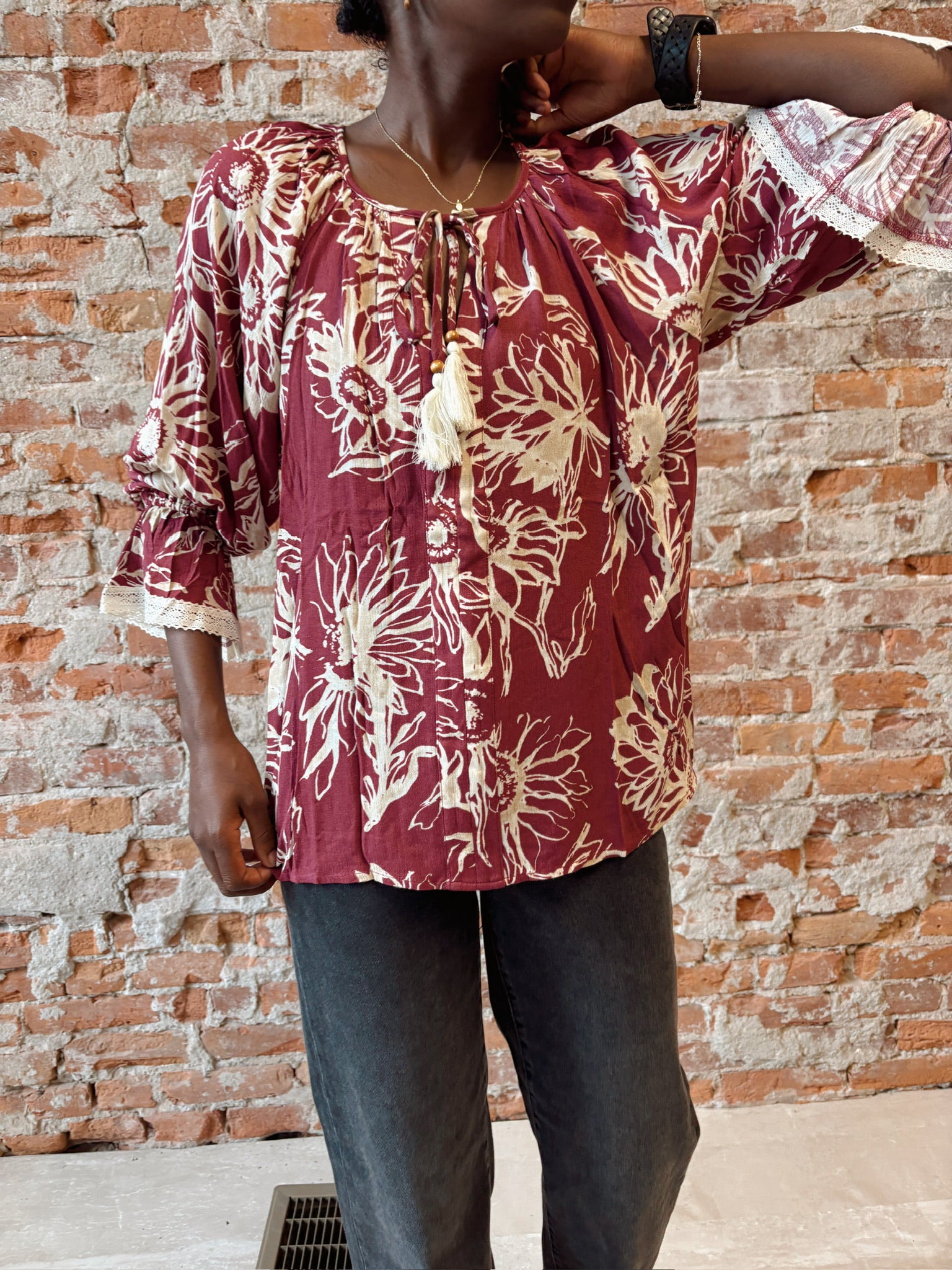 Joyce Floral Blouse-apparel-Oddi-The Funky Zebra Ames, Women's Fashion Boutique in Ames, Iowa