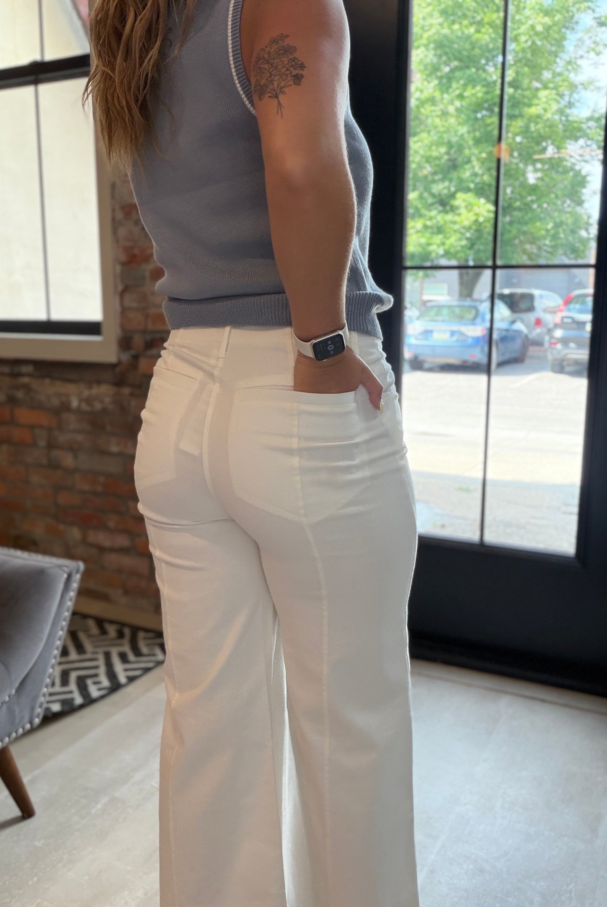 Cadence White Trouser-The Funky Zebra Ames-The Funky Zebra Ames, Women's Fashion Boutique in Ames, Iowa