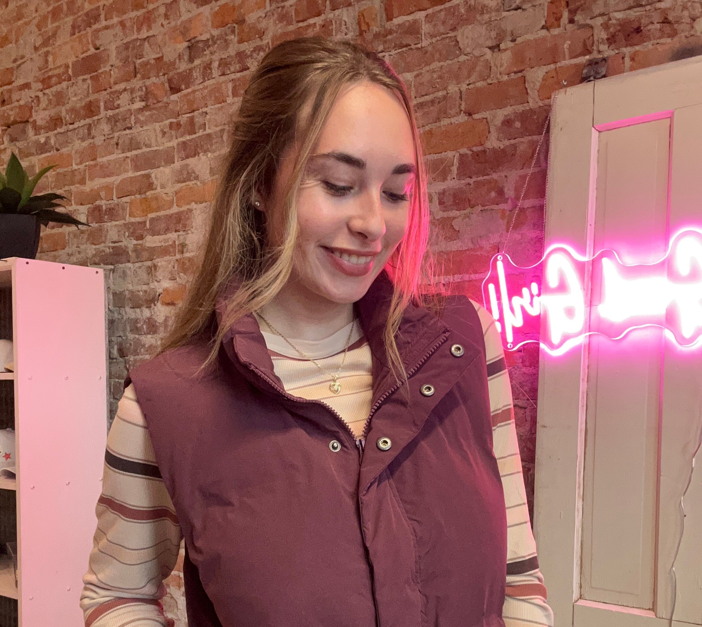 Women's Eggplant Puffer Vest-The Funky Zebra Ames-The Funky Zebra Ames, Women's Fashion Boutique in Ames, Iowa