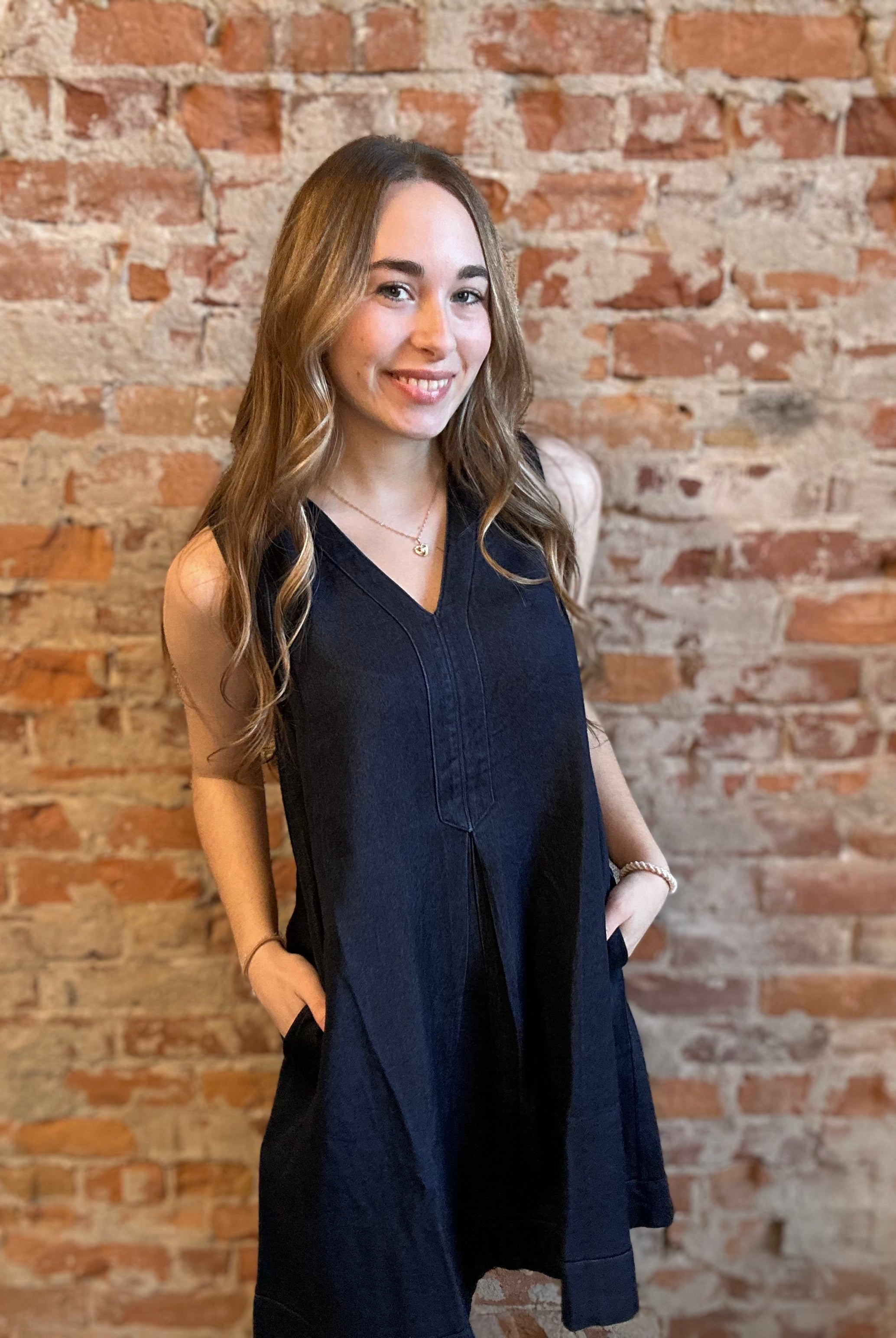 Vanessa Denim Dress-Dresses-Doe and Rae-The Funky Zebra Ames, Women's Fashion Boutique in Ames, Iowa
