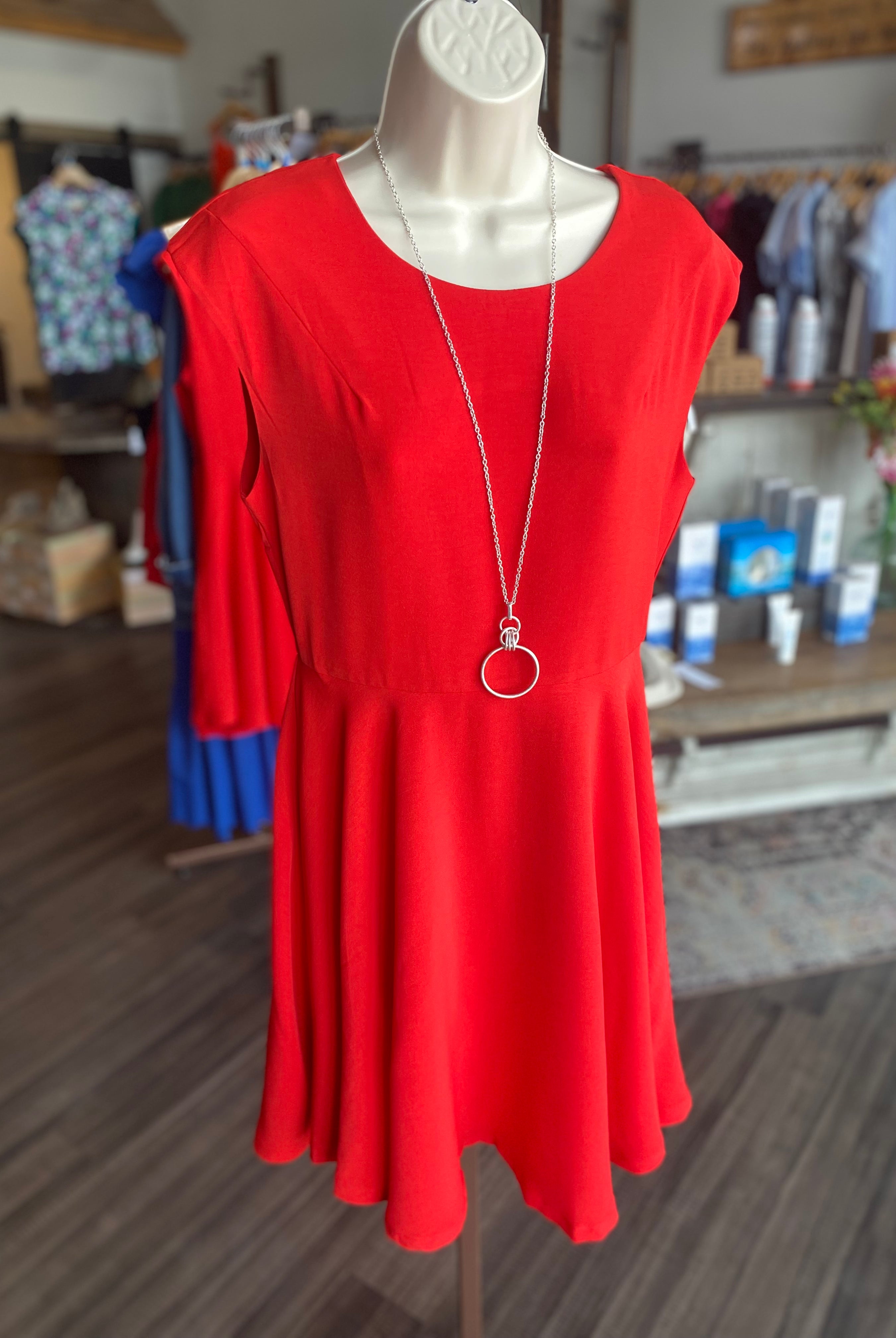 Diana Red Dress-The Funky Zebra Ames-The Funky Zebra Ames, Women's Fashion Boutique in Ames, Iowa