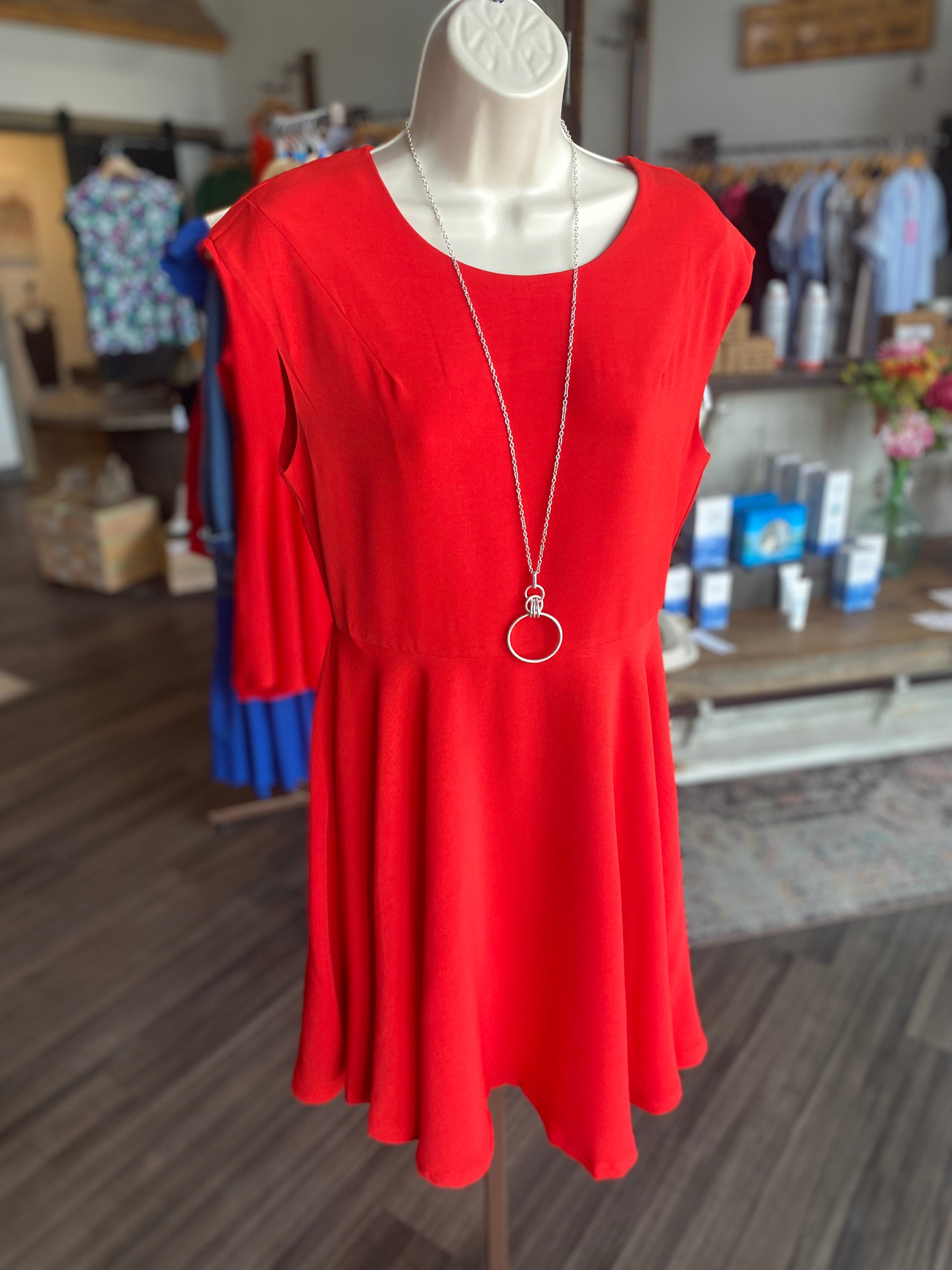 Diana Red Dress-The Funky Zebra Ames-The Funky Zebra Ames, Women's Fashion Boutique in Ames, Iowa