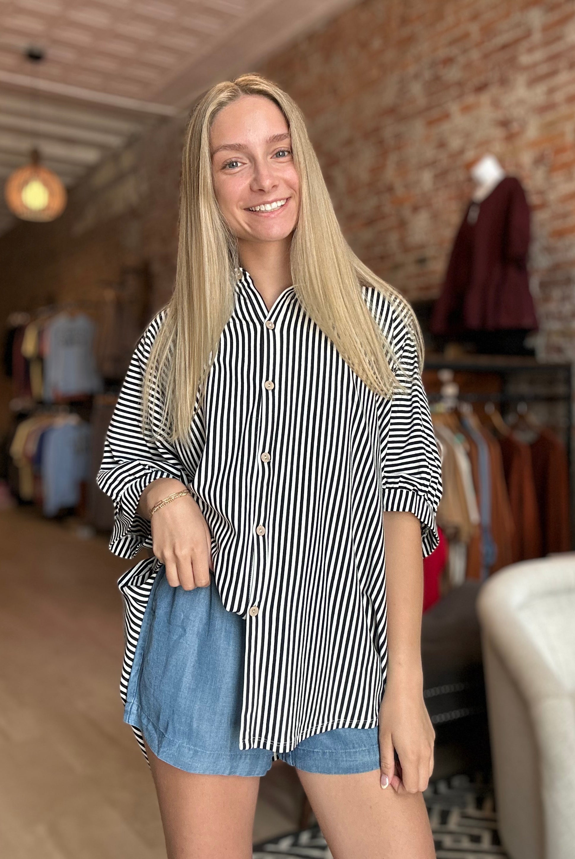 Blondie Oversized Button Down-apparel-Zenana-The Funky Zebra Ames, Women's Fashion Boutique in Ames, Iowa