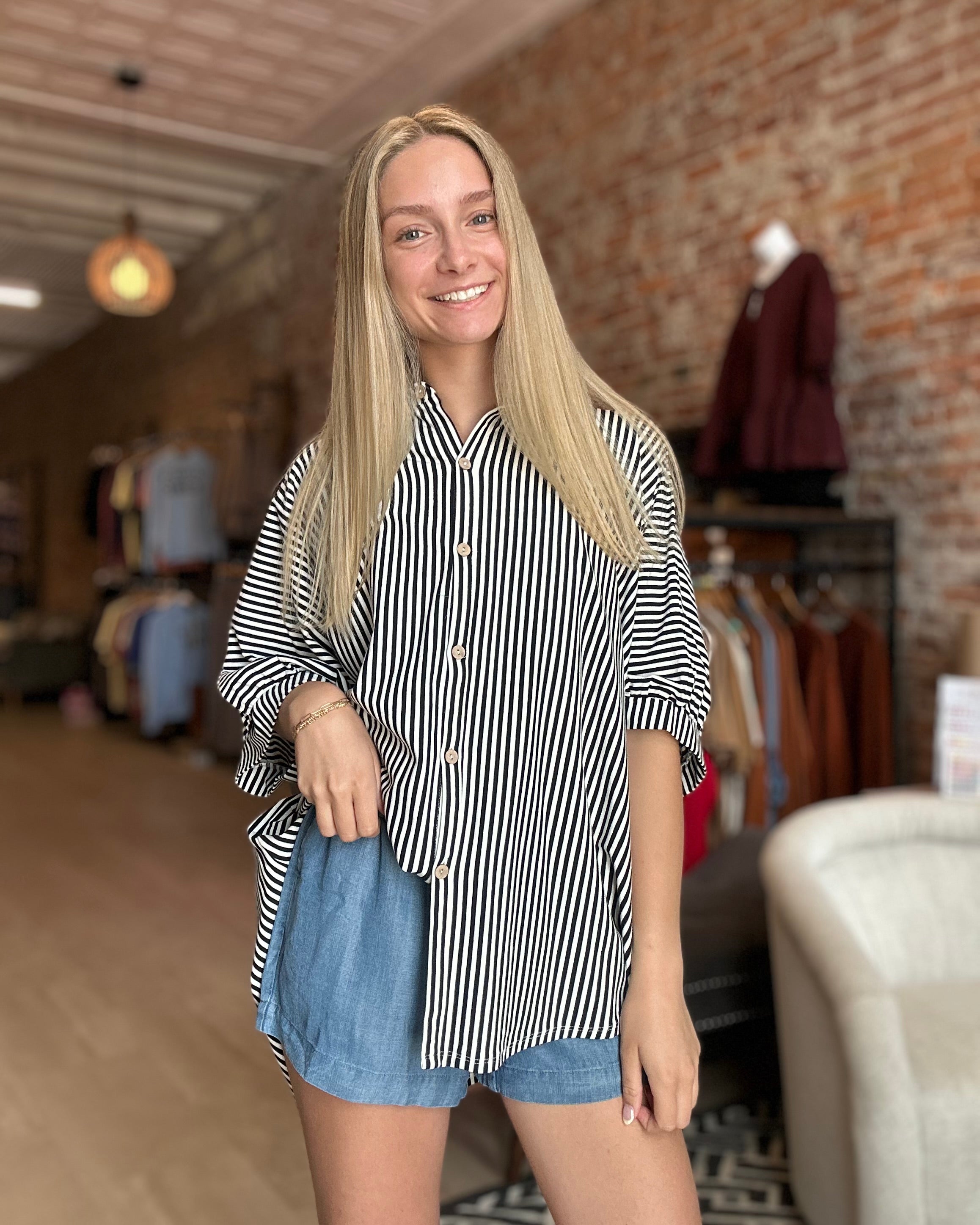 Blondie Oversized Button Down-apparel-Zenana-The Funky Zebra Ames, Women's Fashion Boutique in Ames, Iowa