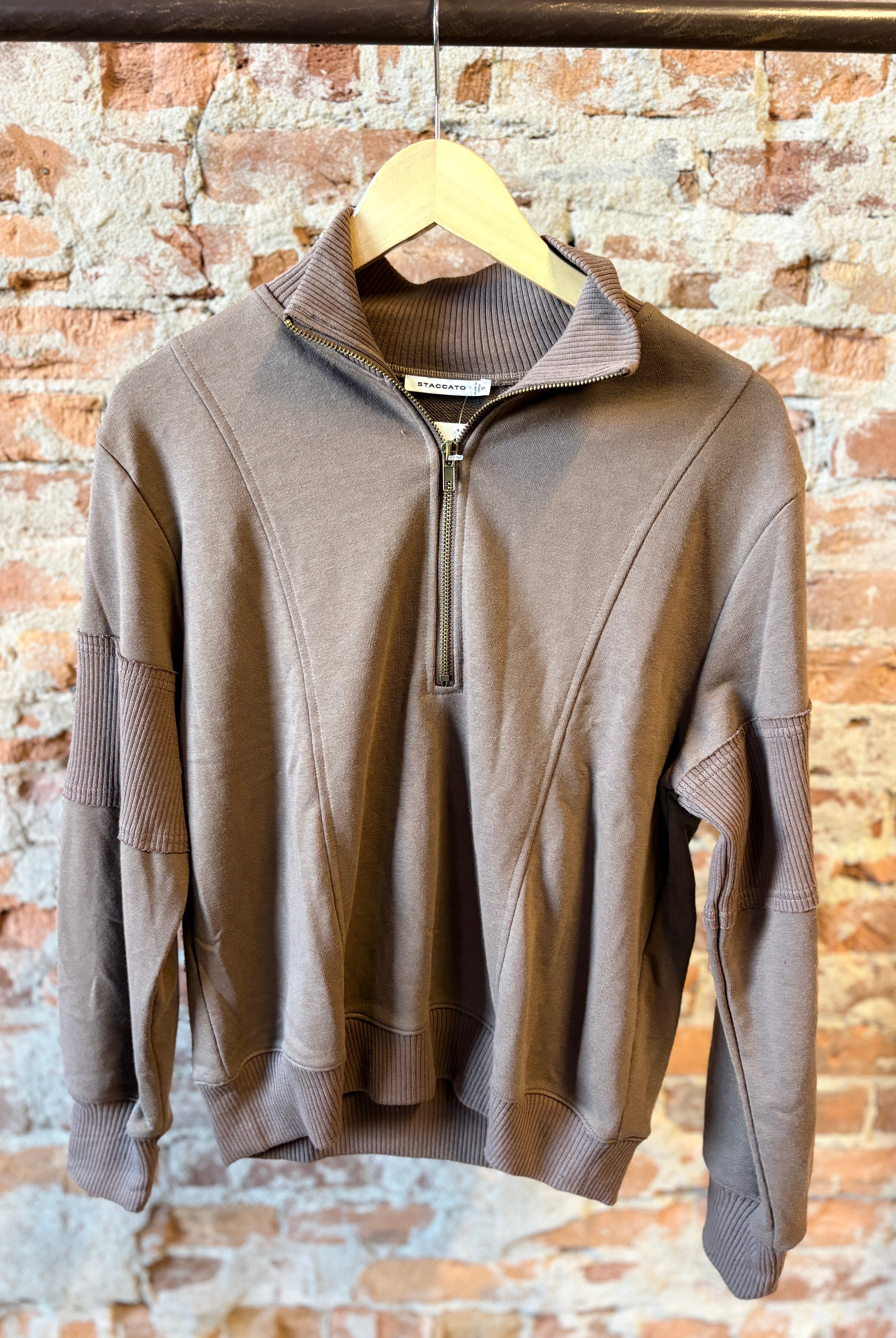 Mallory Half Zip Pullover-apparel-Staccato-The Funky Zebra Ames, Women's Fashion Boutique in Ames, Iowa