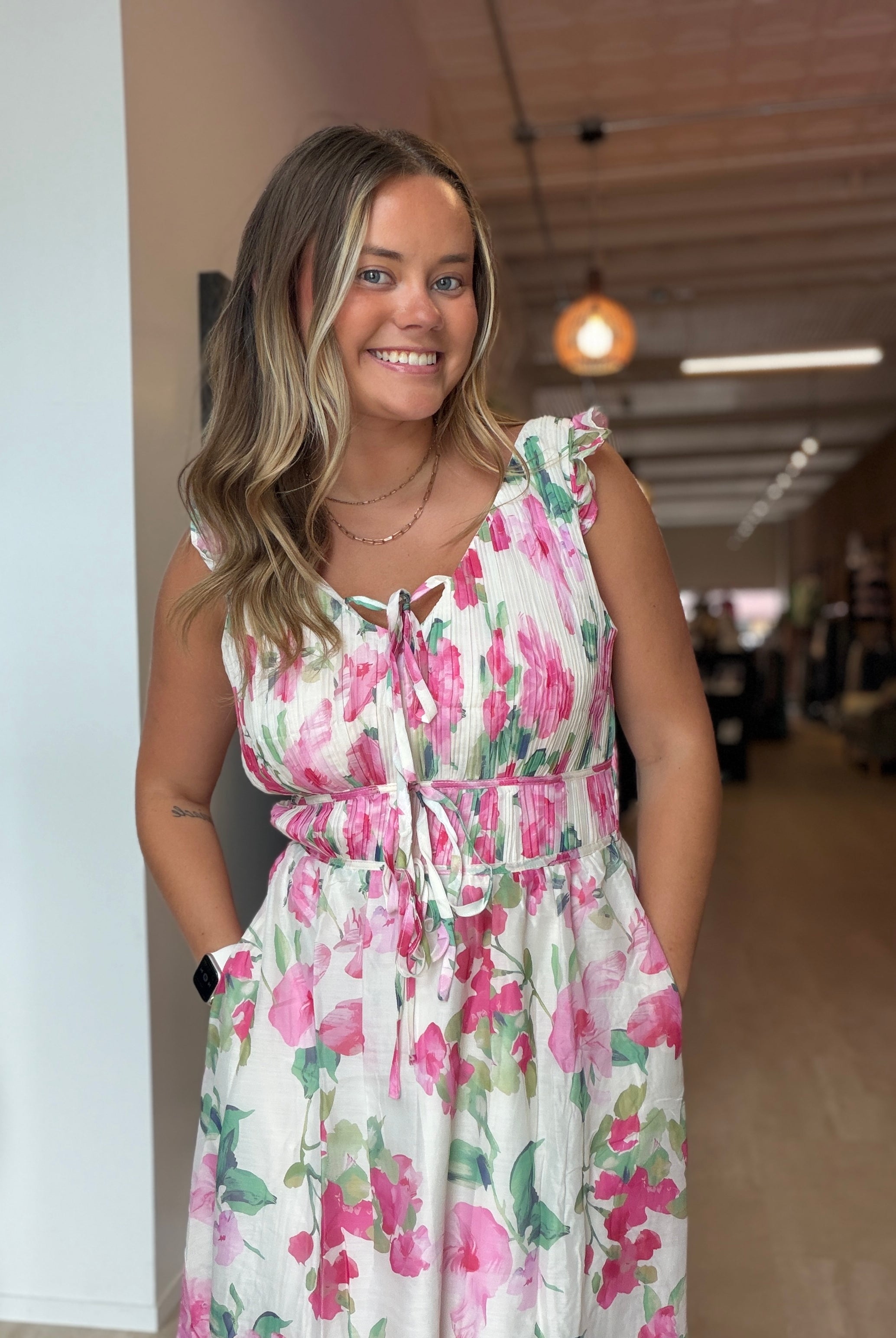 Harmony Pink Floral Tank Dress-Dresses-Hayden-The Funky Zebra Ames, Women's Fashion Boutique in Ames, Iowa
