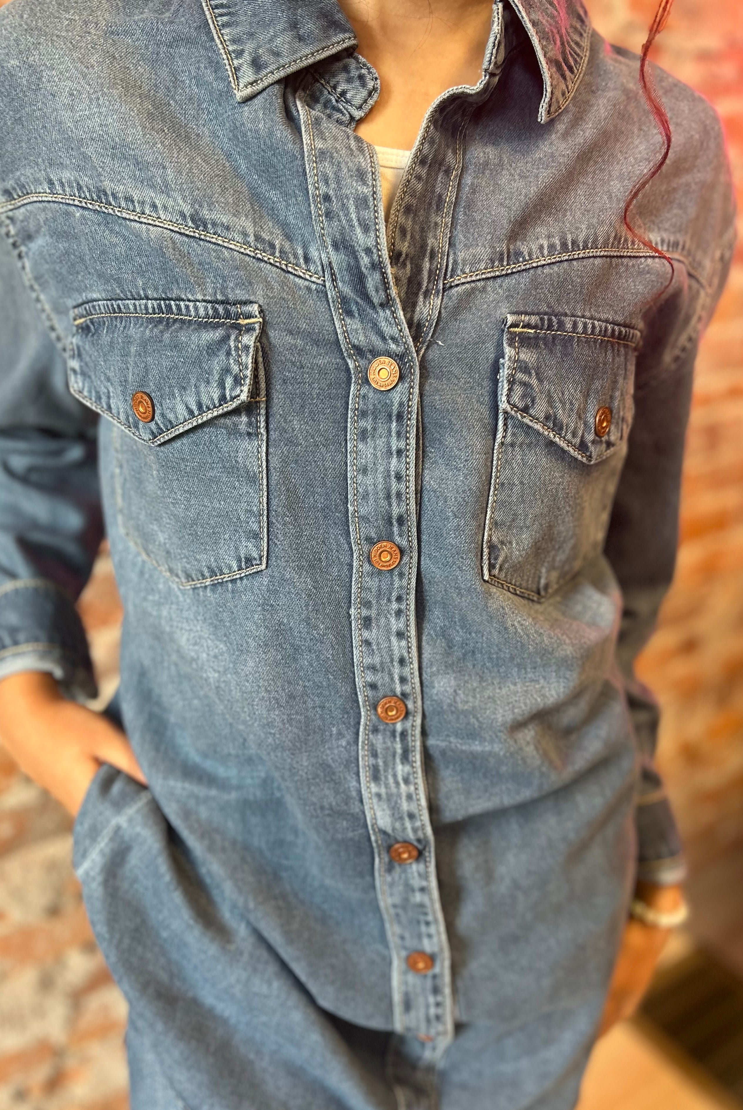 Hidden Denim Dress-Dresses-Hidden-The Funky Zebra Ames, Women's Fashion Boutique in Ames, Iowa