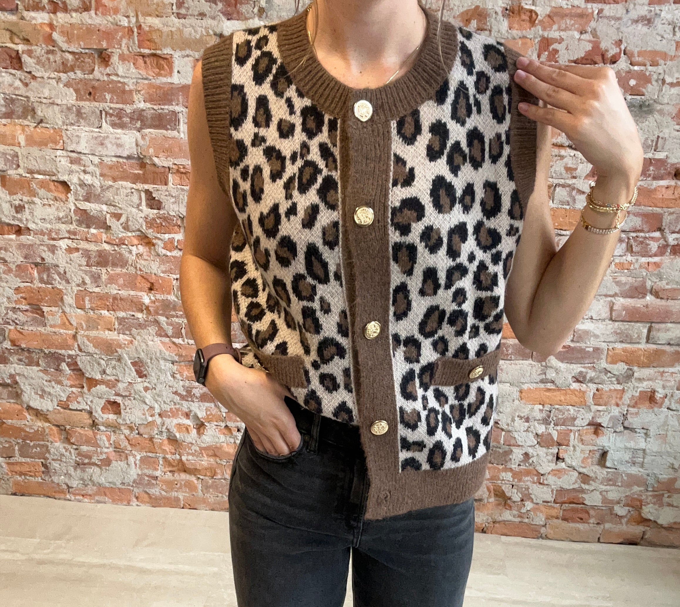 Morgan Cheetah Vest-Vests-Doe and Rae-The Funky Zebra Ames, Women's Fashion Boutique in Ames, Iowa