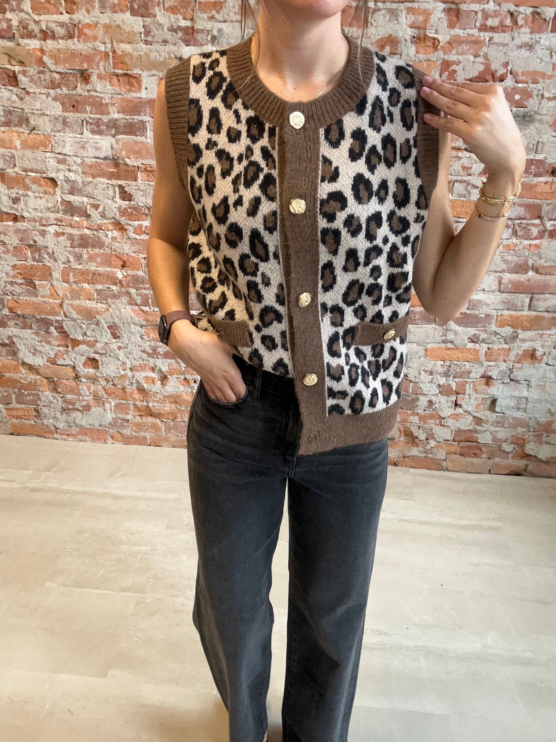 Morgan Cheetah Vest-Vests-Doe and Rae-The Funky Zebra Ames, Women's Fashion Boutique in Ames, Iowa