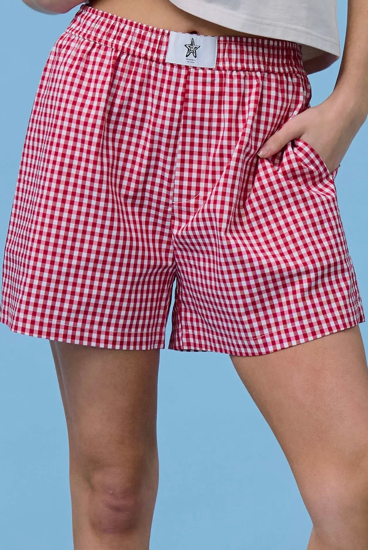 Cicily Gingham Boxer Shorts-Shorts-La Miel-The Funky Zebra Ames, Women's Fashion Boutique in Ames, Iowa
