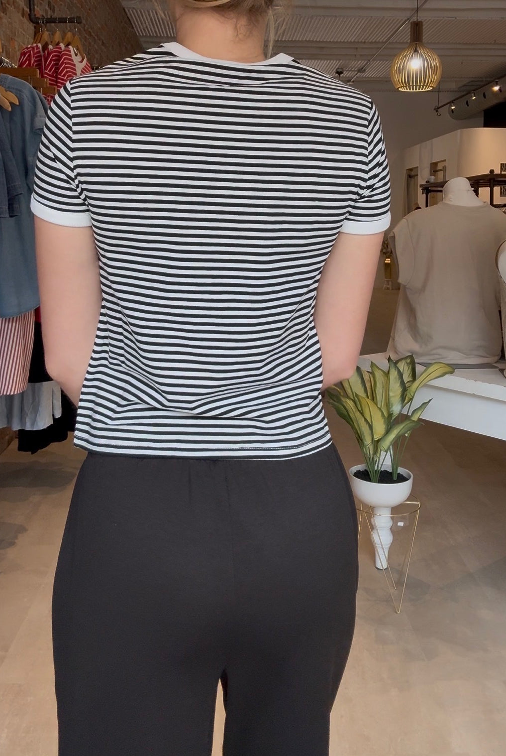 Teri Black & White Striped Tee-Zenana-The Funky Zebra Ames, Women's Fashion Boutique in Ames, Iowa