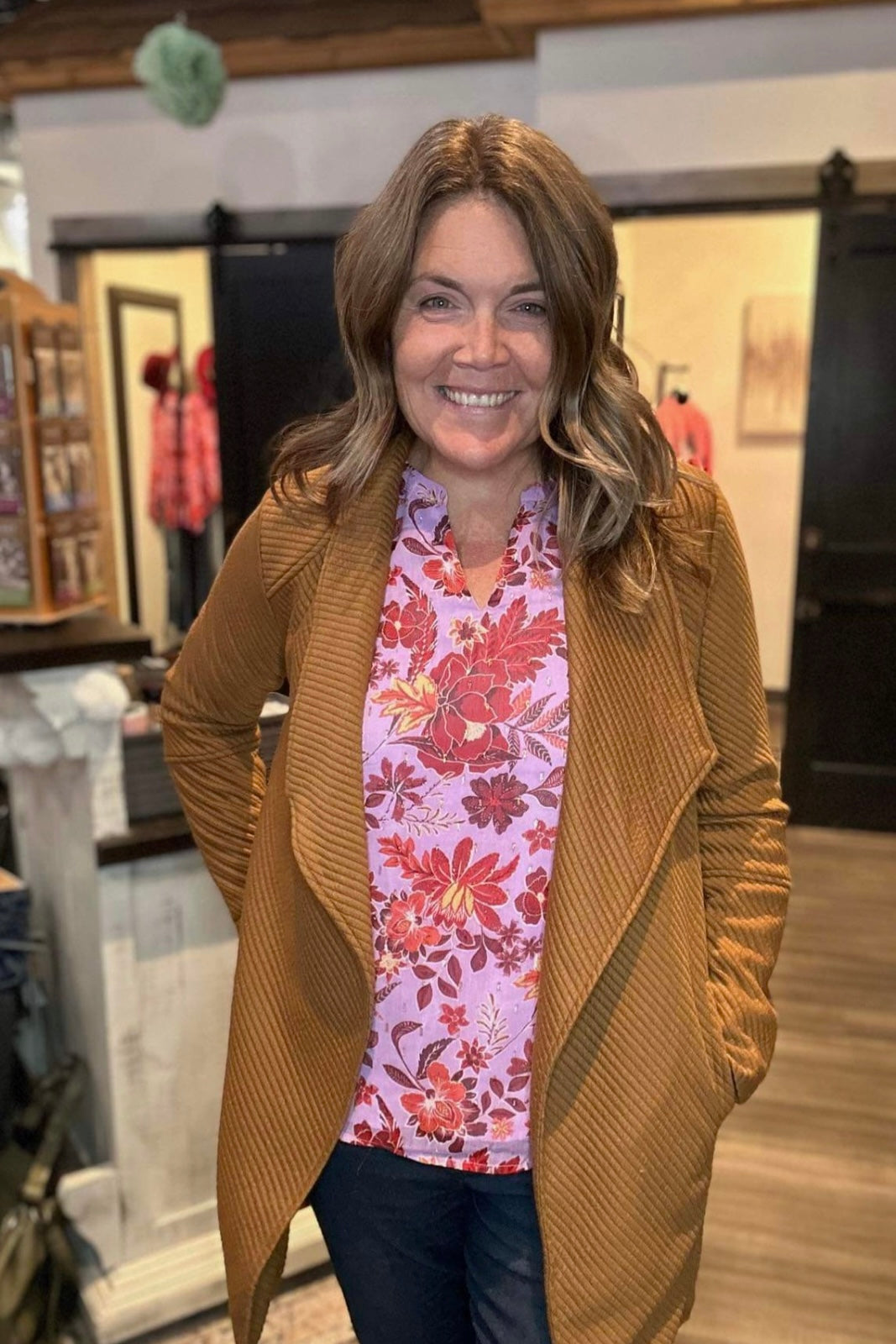 Ginny Plum Floral Blouse-Long Sleeves-Skies Are Blue-The Funky Zebra Ames, Women's Fashion Boutique in Ames, Iowa