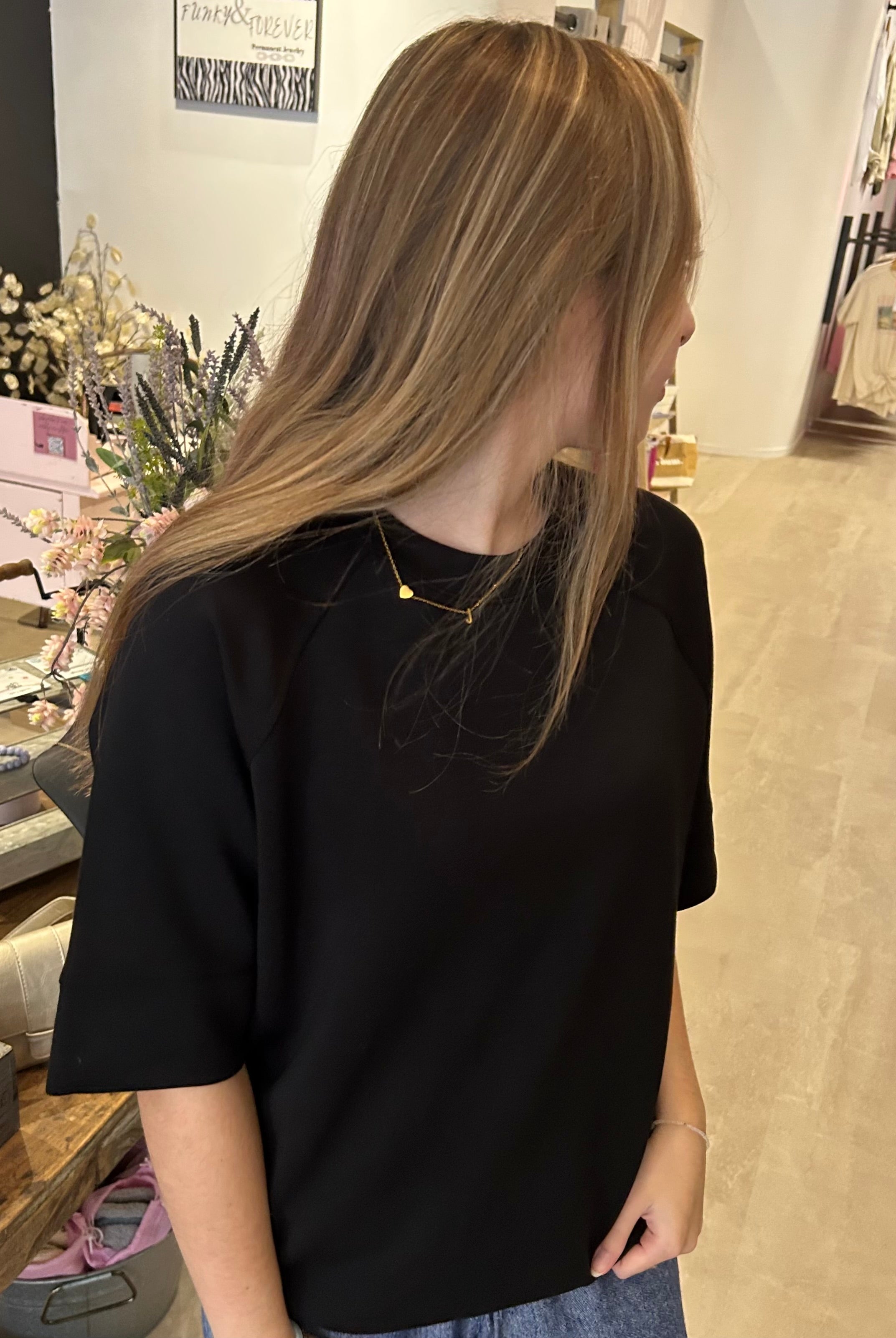 Shara Oversized Scuba Luxe Top-Short Sleeves-Rae Mode-The Funky Zebra Ames, Women's Fashion Boutique in Ames, Iowa