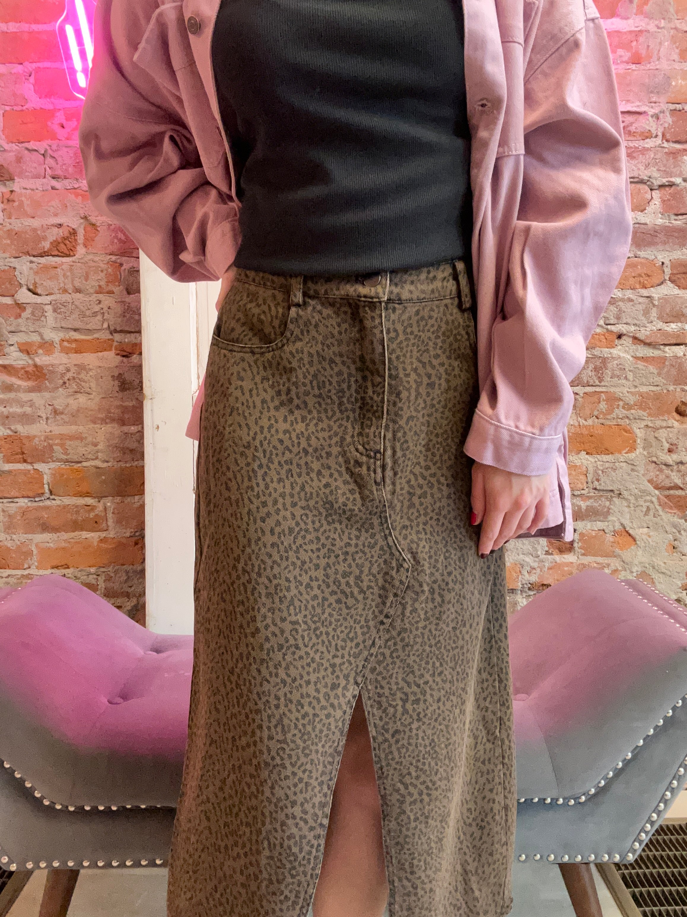 Leopard Print Skirt-Sunday Edition-The Funky Zebra Ames, Women's Fashion Boutique in Ames, Iowa