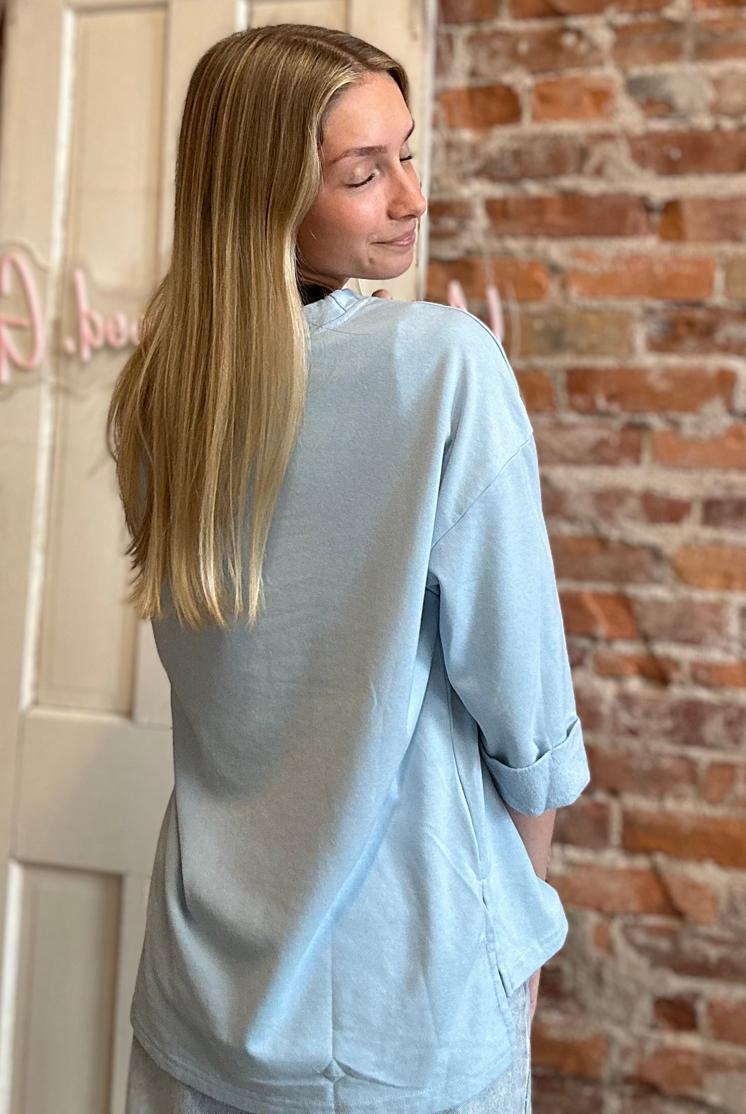 USA Patched Blue Top-Jodifl-The Funky Zebra Ames, Women's Fashion Boutique in Ames, Iowa
