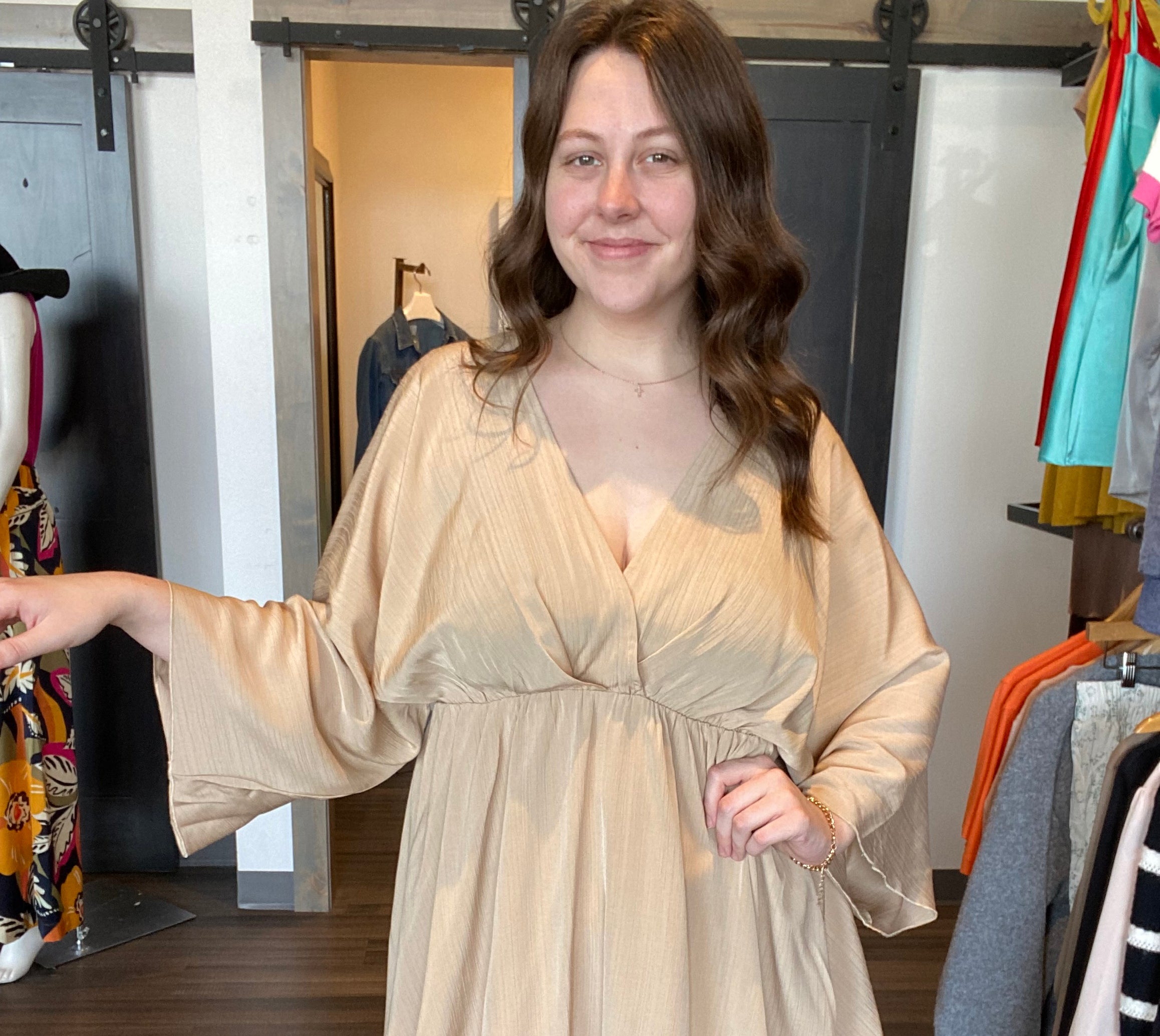 Hailey Beige Dress-Dresses-Molly Bracken-The Funky Zebra Ames, Women's Fashion Boutique in Ames, Iowa