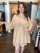 Hailey Beige Dress-Dresses-Molly Bracken-The Funky Zebra Ames, Women's Fashion Boutique in Ames, Iowa