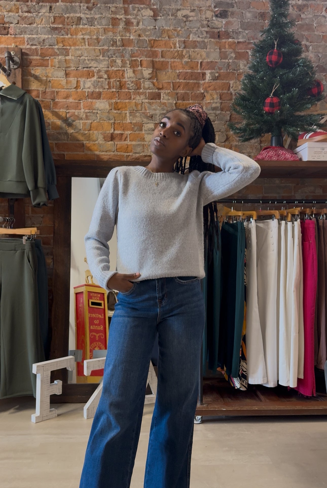 Kathryn Puff Sleeve Sweater-apparel-Staccato-The Funky Zebra Ames, Women's Fashion Boutique in Ames, Iowa
