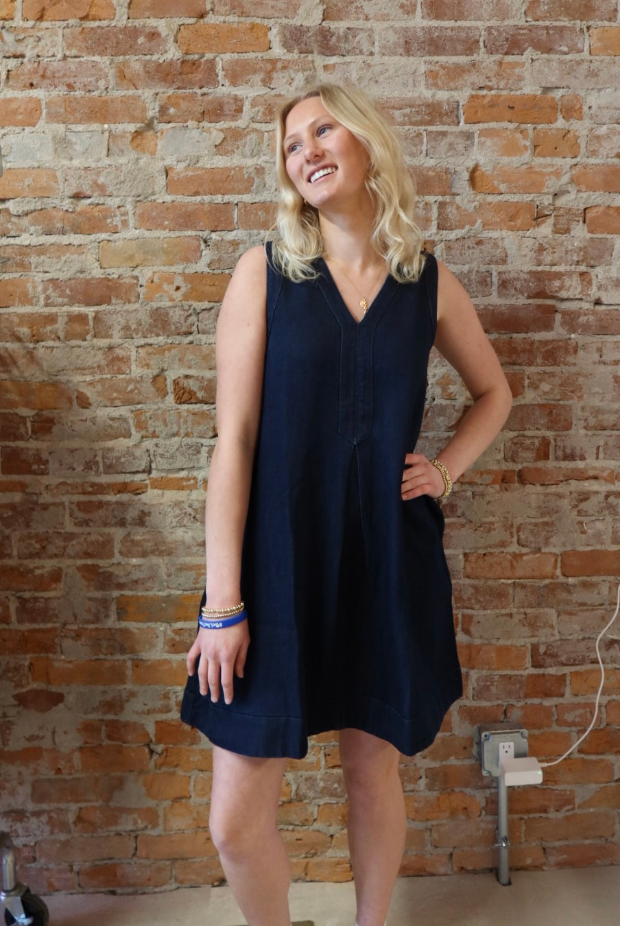 Vanessa Denim Dress-Dresses-Doe and Rae-The Funky Zebra Ames, Women's Fashion Boutique in Ames, Iowa