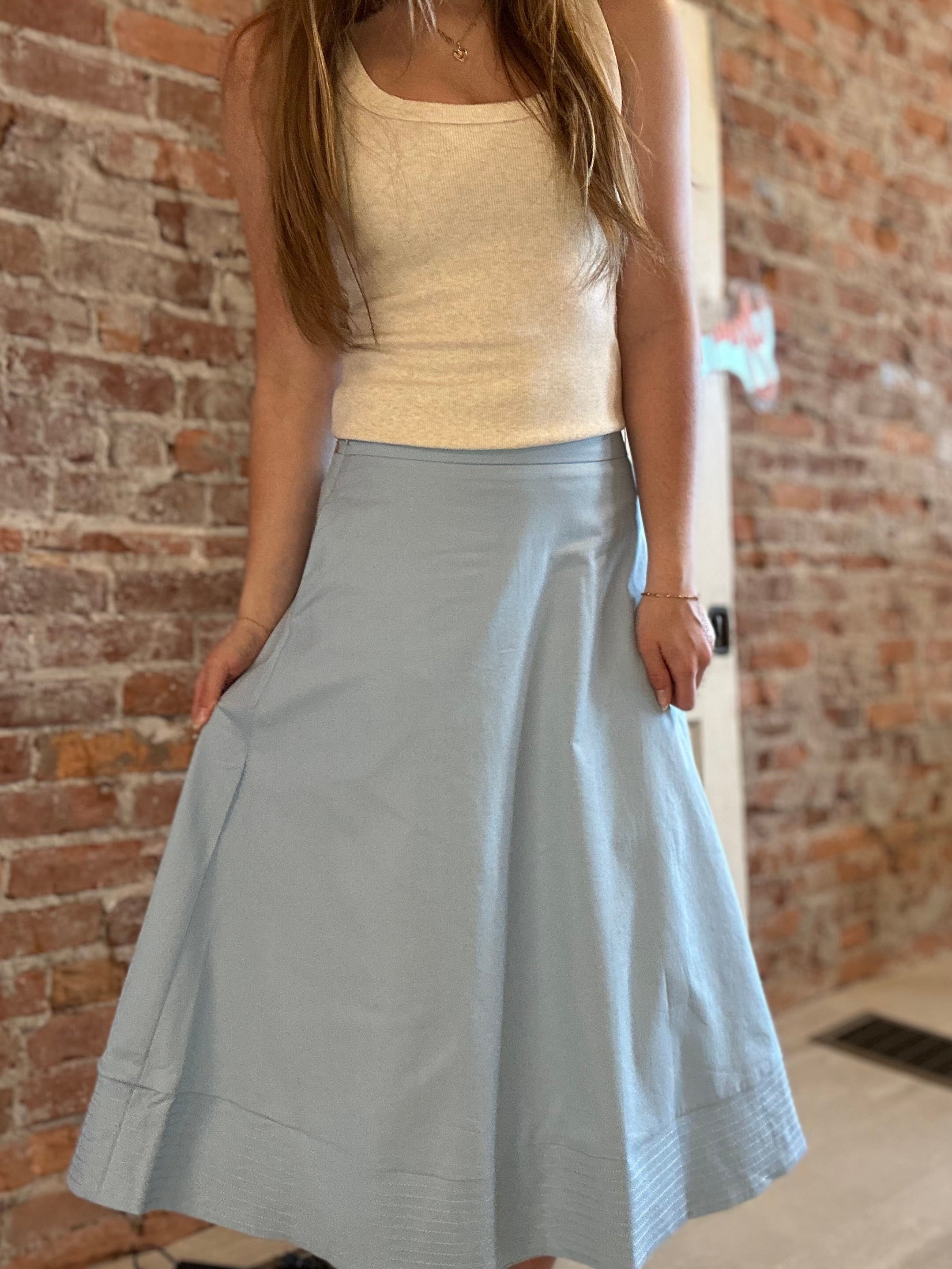 Spring Sky Midi Skirt-apparel-Glam-The Funky Zebra Ames, Women's Fashion Boutique in Ames, Iowa