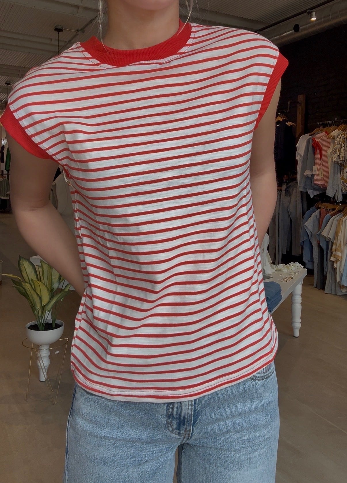Addyson Striped Cap Sleeve Top-top-La Miel-The Funky Zebra Ames, Women's Fashion Boutique in Ames, Iowa