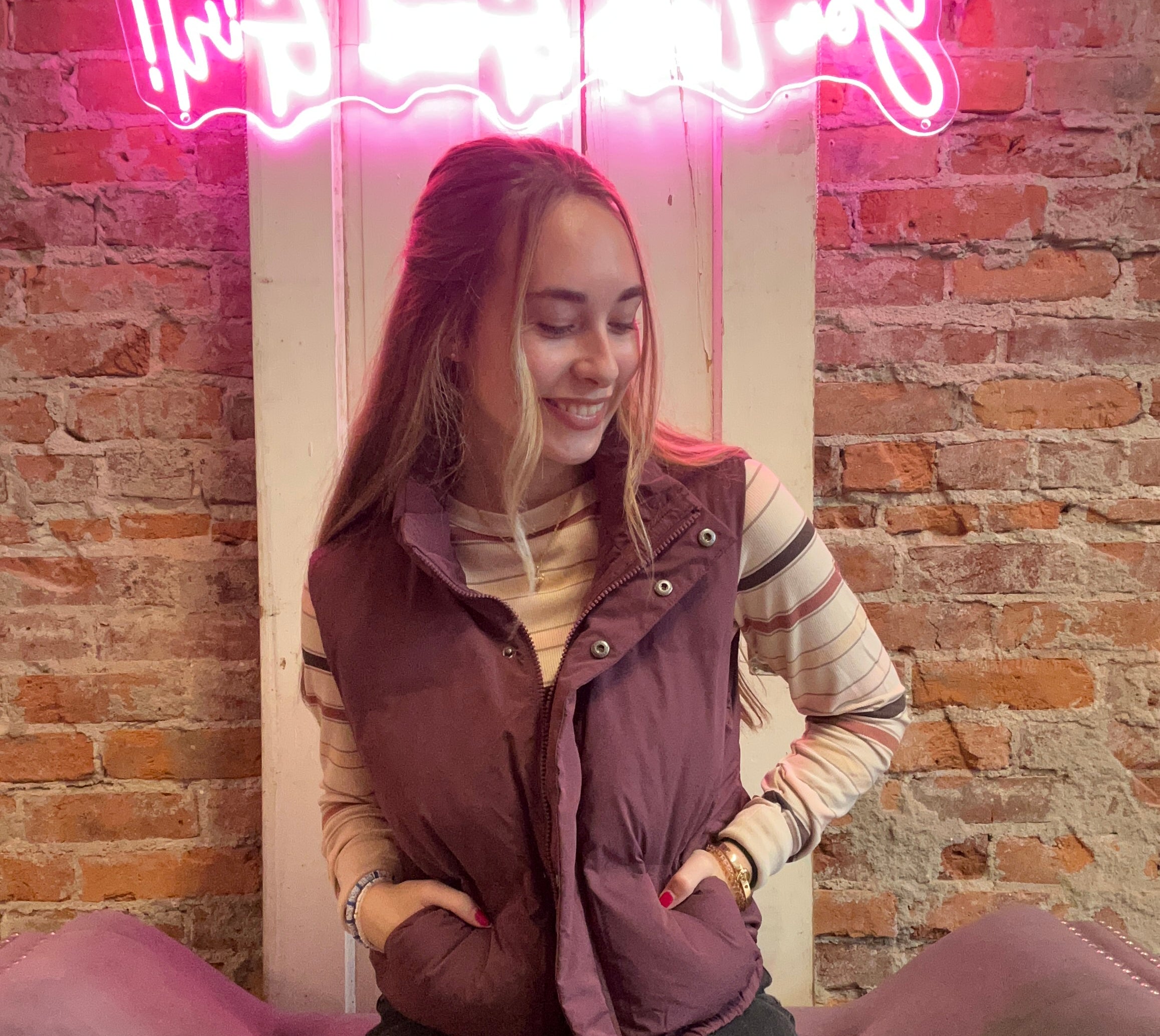 Women's Eggplant Puffer Vest-The Funky Zebra Ames-The Funky Zebra Ames, Women's Fashion Boutique in Ames, Iowa