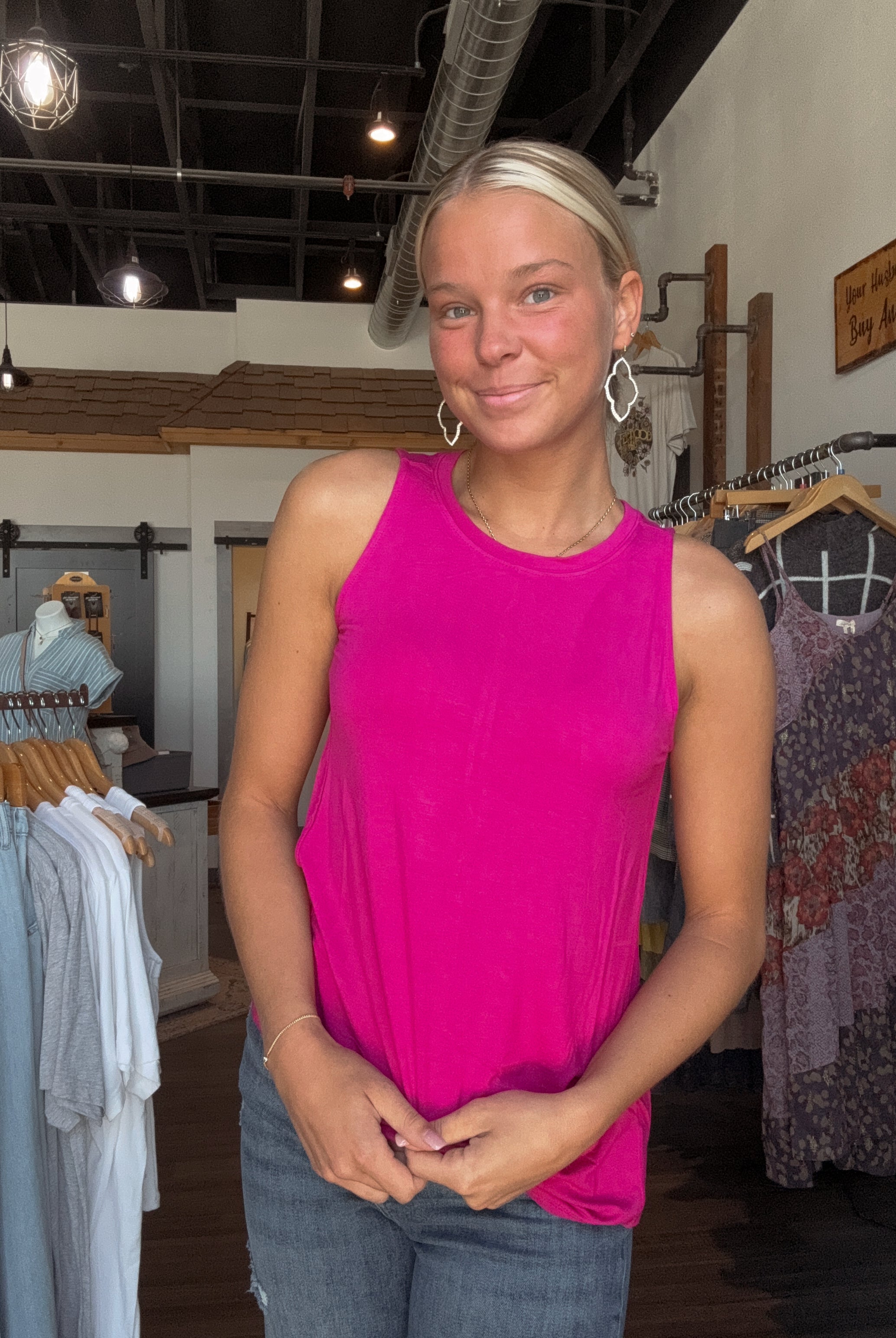 Marlo Hi-Lo Tank-Tank Tops-Zenana-The Funky Zebra Ames, Women's Fashion Boutique in Ames, Iowa