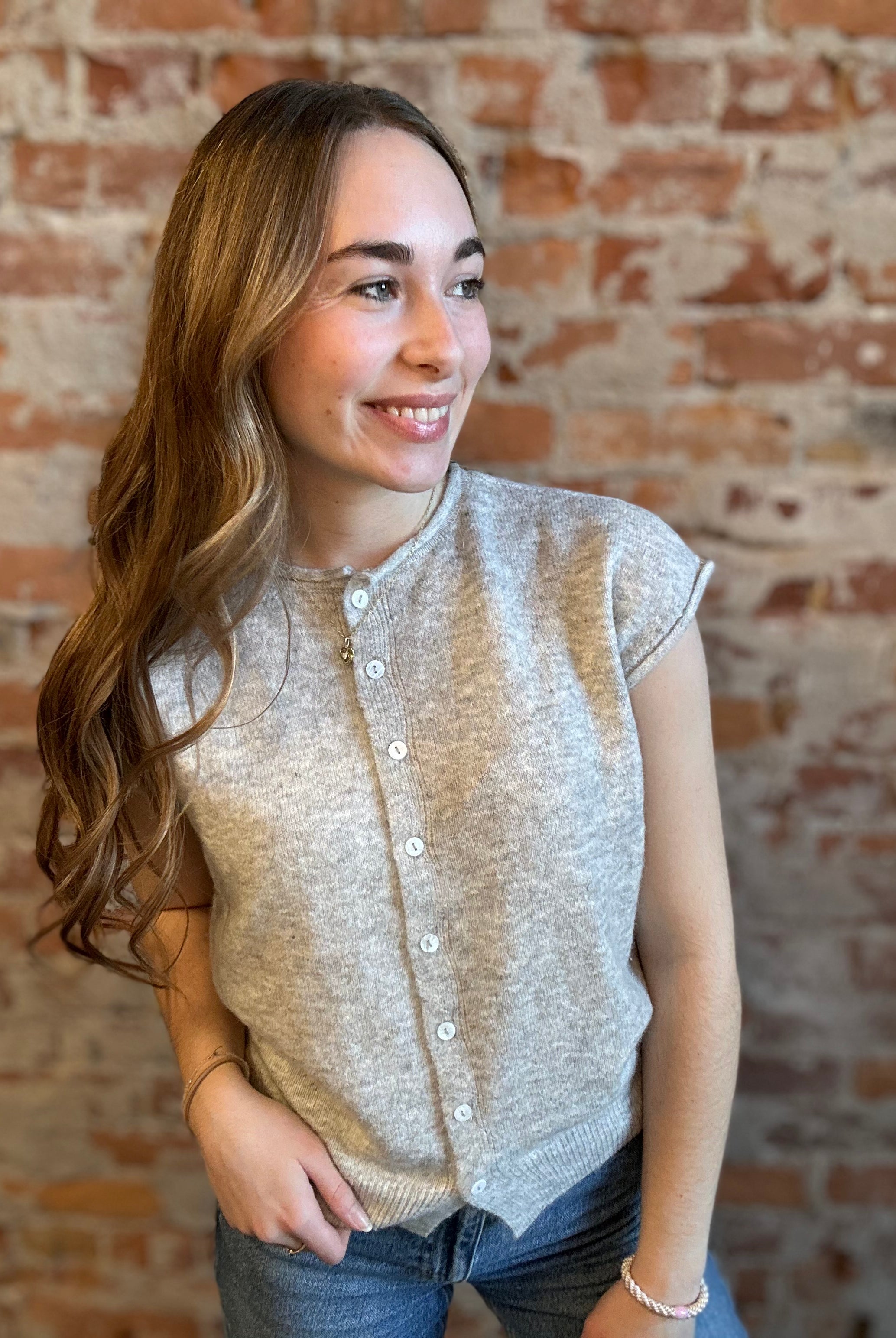 Hadley Heather Gray Button Up Sweater-Cardigans-Blu Pepper-The Funky Zebra Ames, Women's Fashion Boutique in Ames, Iowa