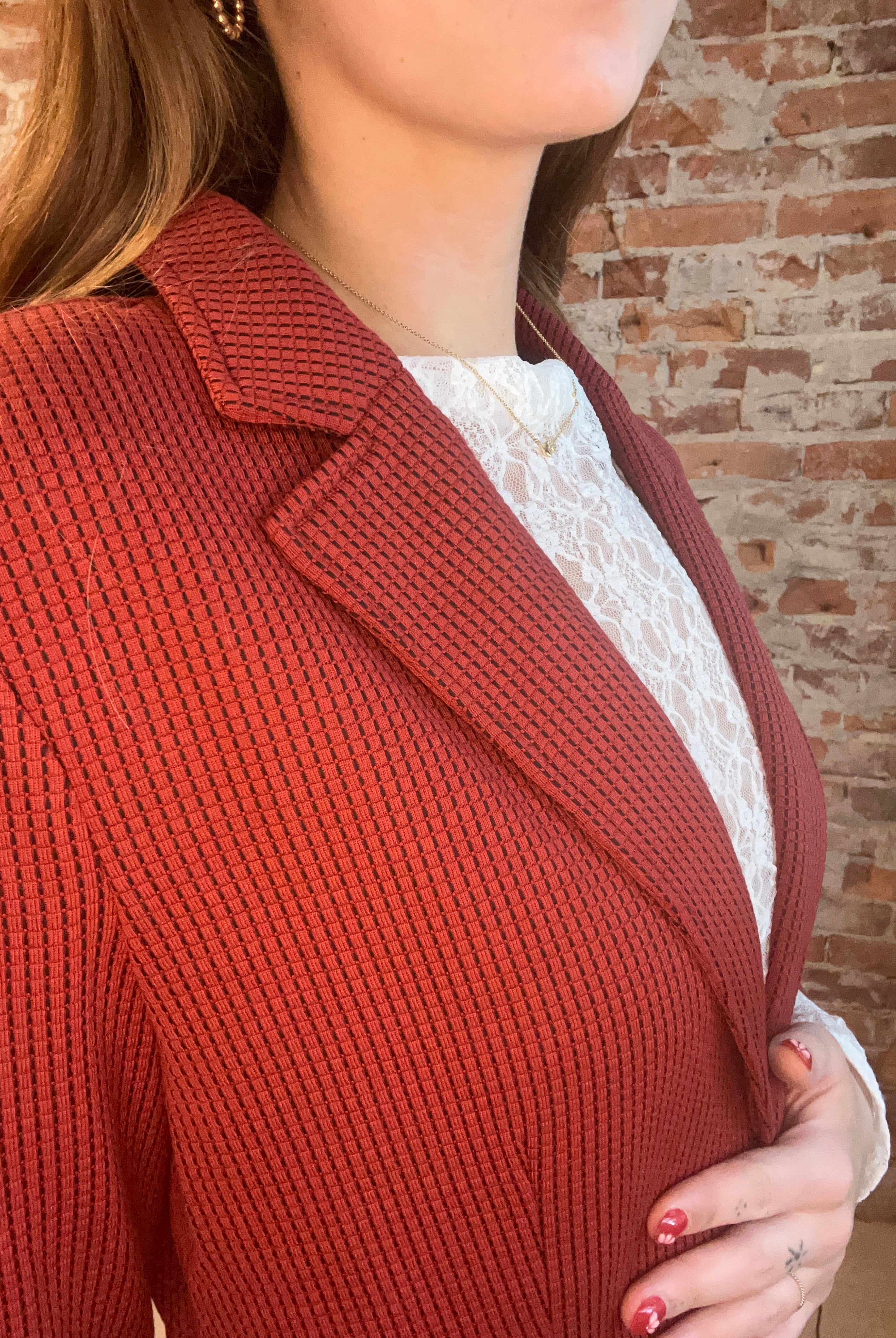 Shirred Sleeve Textured Blazer-Doe and Rae-The Funky Zebra Ames, Women's Fashion Boutique in Ames, Iowa