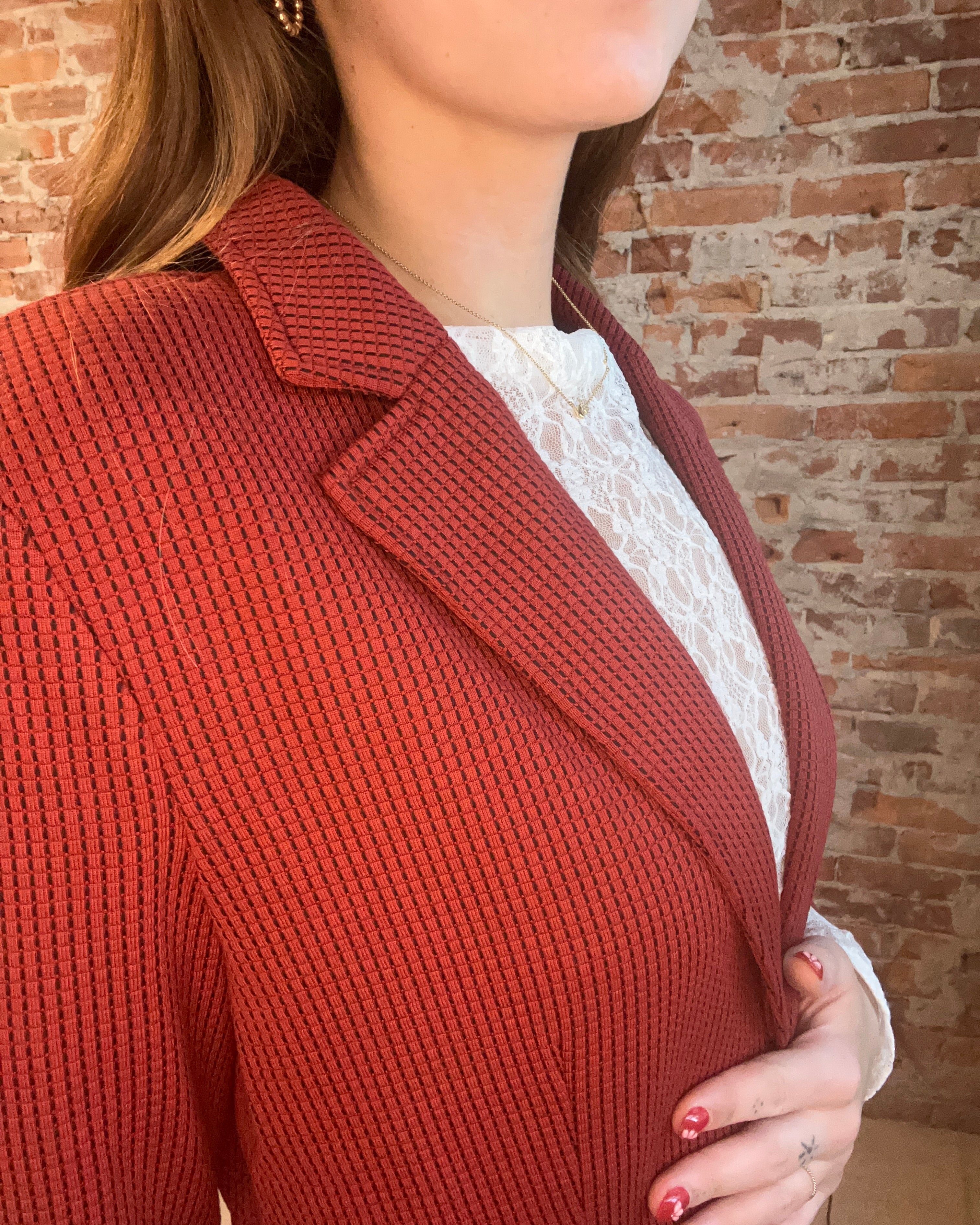 Shirred Sleeve Textured Blazer-Doe and Rae-The Funky Zebra Ames, Women's Fashion Boutique in Ames, Iowa